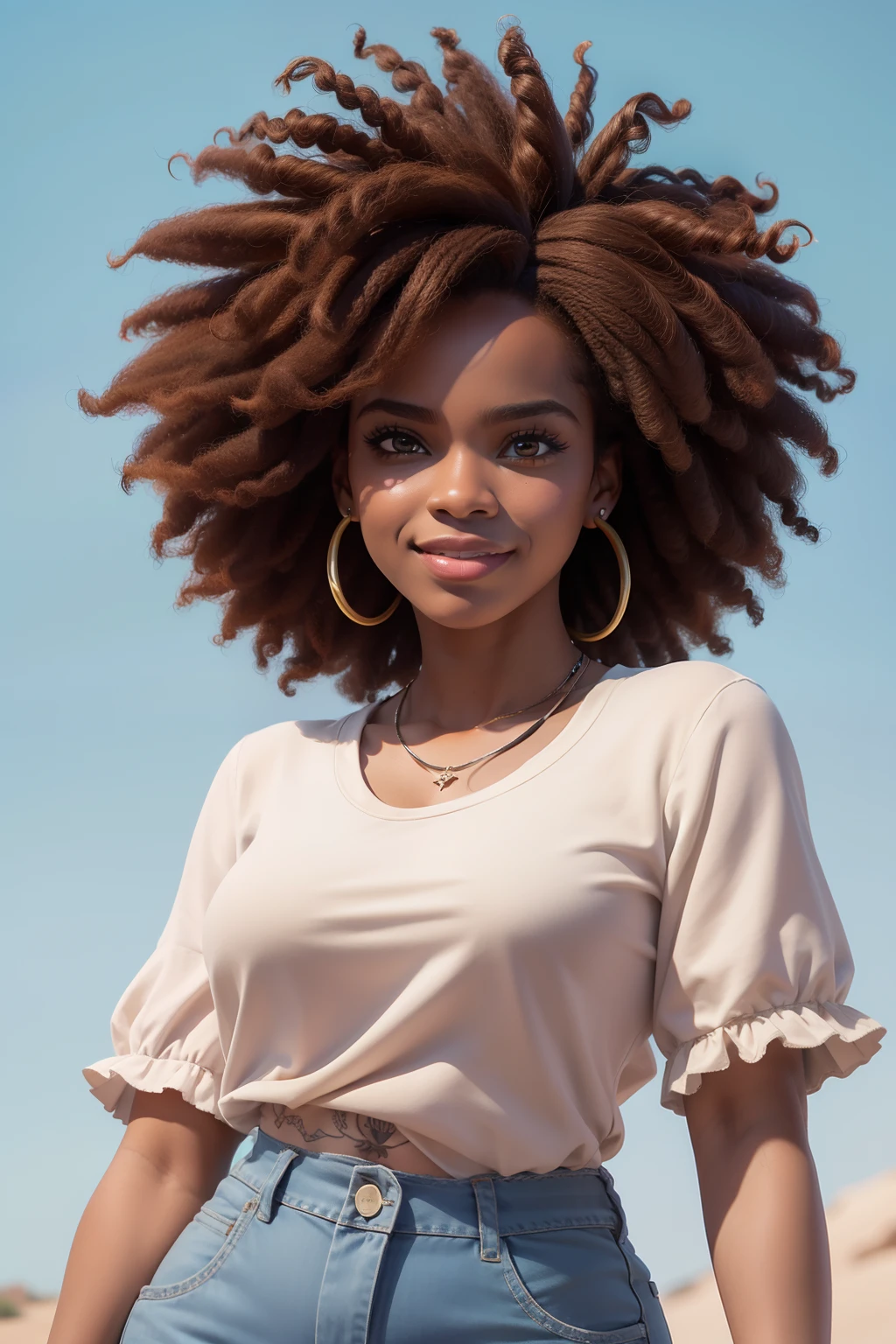 obra-prima, melhor qualidade, cabelo loiro cacheado, mulher afro-americana:2, estilo disney