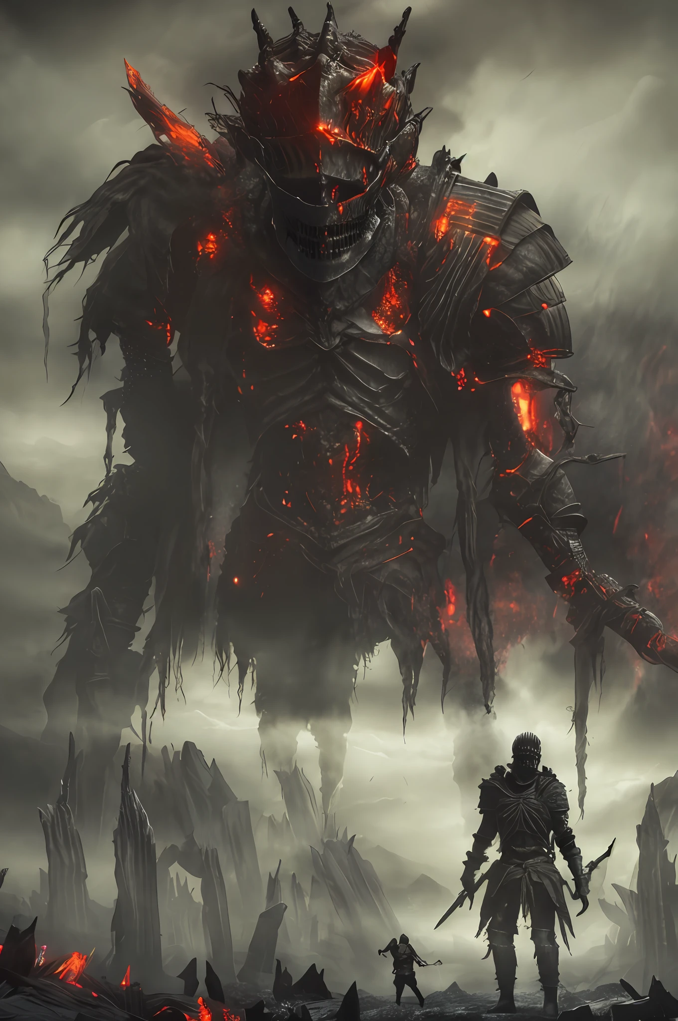 masterpiece, 4k, sharp focus, highest quality,wide shot,Imagine a world where darkness and cold have taken over, and you find yourself in the depths of the nine layers of hell. The once vibrant landscapes have now become desolate wastelands filled with endless suffering. The skies are obscured by a thick haze, and the only sounds you hear are the cries of the damned. As you make your way through the levels, you encounter demons and tormentors, each determined to keep you from escaping their grasp. Can you survive the horrors of each layer and find a way out of this dark and cold hellscape