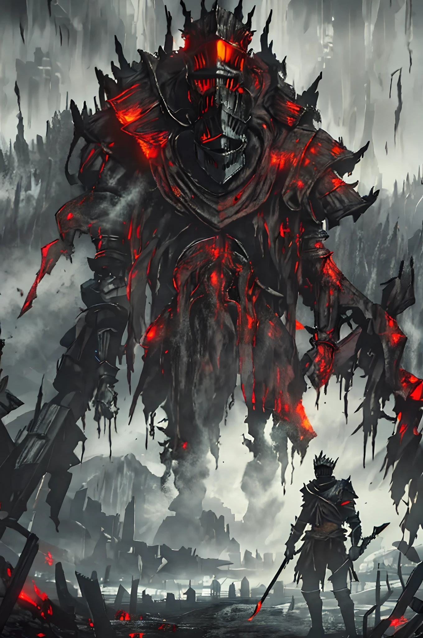 masterpiece, 4k, sharp focus, highest quality,wide shot,Imagine a world where darkness and cold have taken over, and you find yourself in the depths of the nine layers of hell. The once vibrant landscapes have now become desolate wastelands filled with endless suffering. The skies are obscured by a thick haze, and the only sounds you hear are the cries of the damned. As you make your way through the levels, you encounter demons and tormentors, each determined to keep you from escaping their grasp. Can you survive the horrors of each layer and find a way out of this dark and cold hellscape