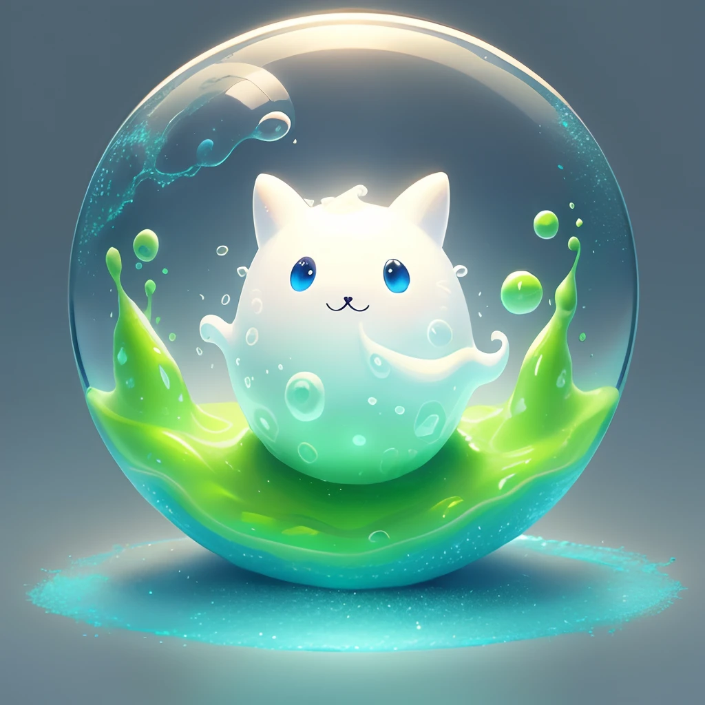 White round creature,Similar to slime,adolable,The background is the city