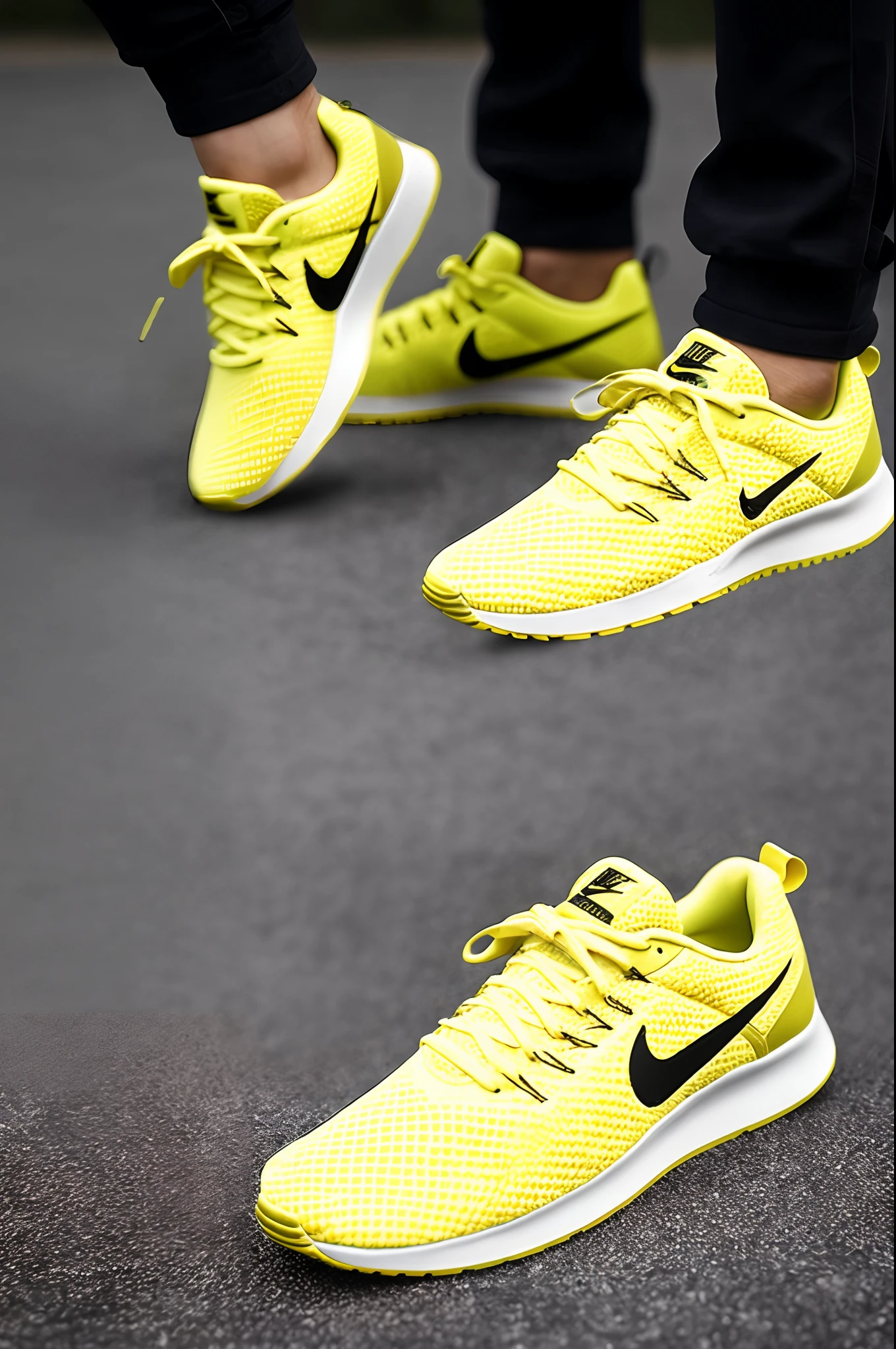 Golden dog biting Nike sneakers