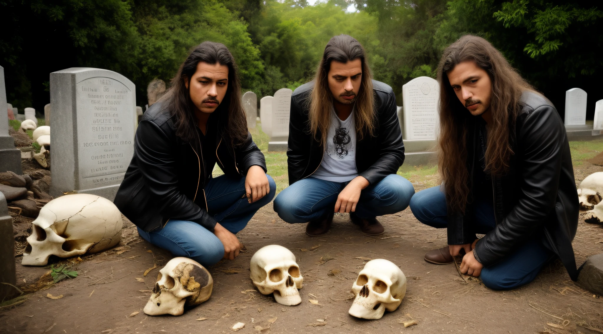 TRES GAROTOS DE 20 ANOS BLONDE hairstyle LONG HAIR BLACK JACKET , There are two skulls sitting on the earth on the ground, human skulls on ground, skulls are lying underneath, Skulls on the ground, skeletons on the ground, skulls, skulls and skeletons, bones lying on the ground, cementary of skulls, sacred skulls, esqueletos ressuscitando dos mortos, sentam-se ao lado de uma pilha de ossos, skulls and bones, Esqueletos