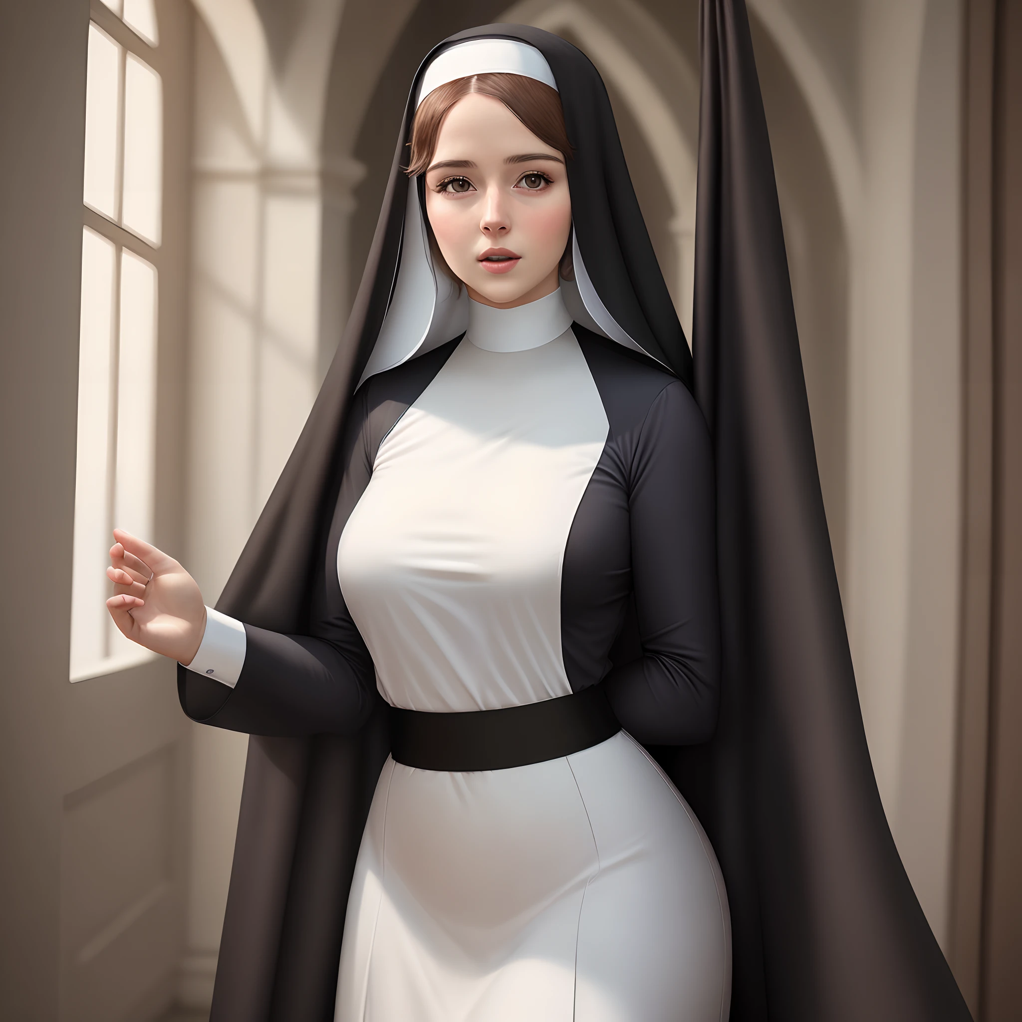 Sensual nun heralds of the gospel hyper realistic cinematic woman