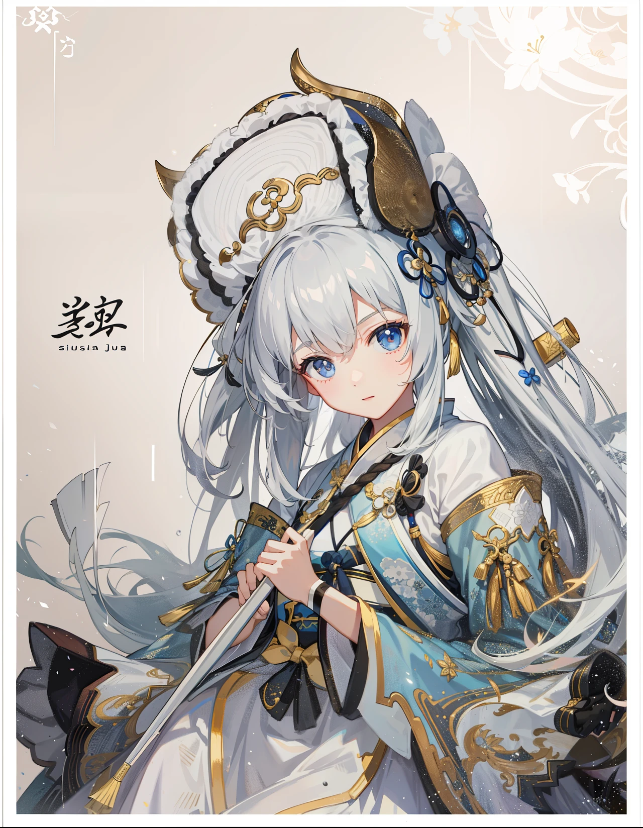 1girl, (hanfu), with light glowing, sidelighting, Wallpapers,a color