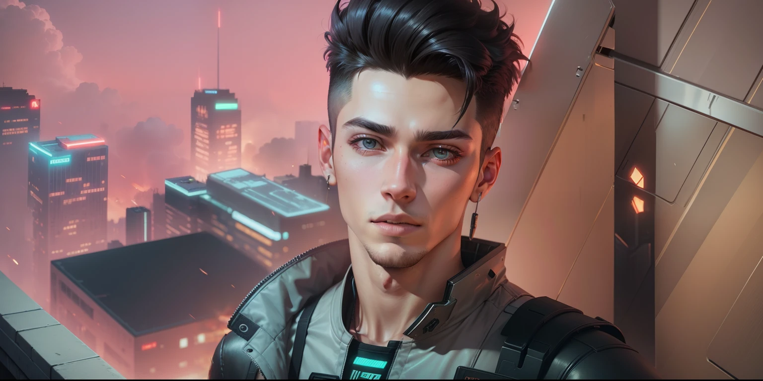 Background cyberpunk, handsome boy, realistic face, age 18 , 8k, ultra clear realistic