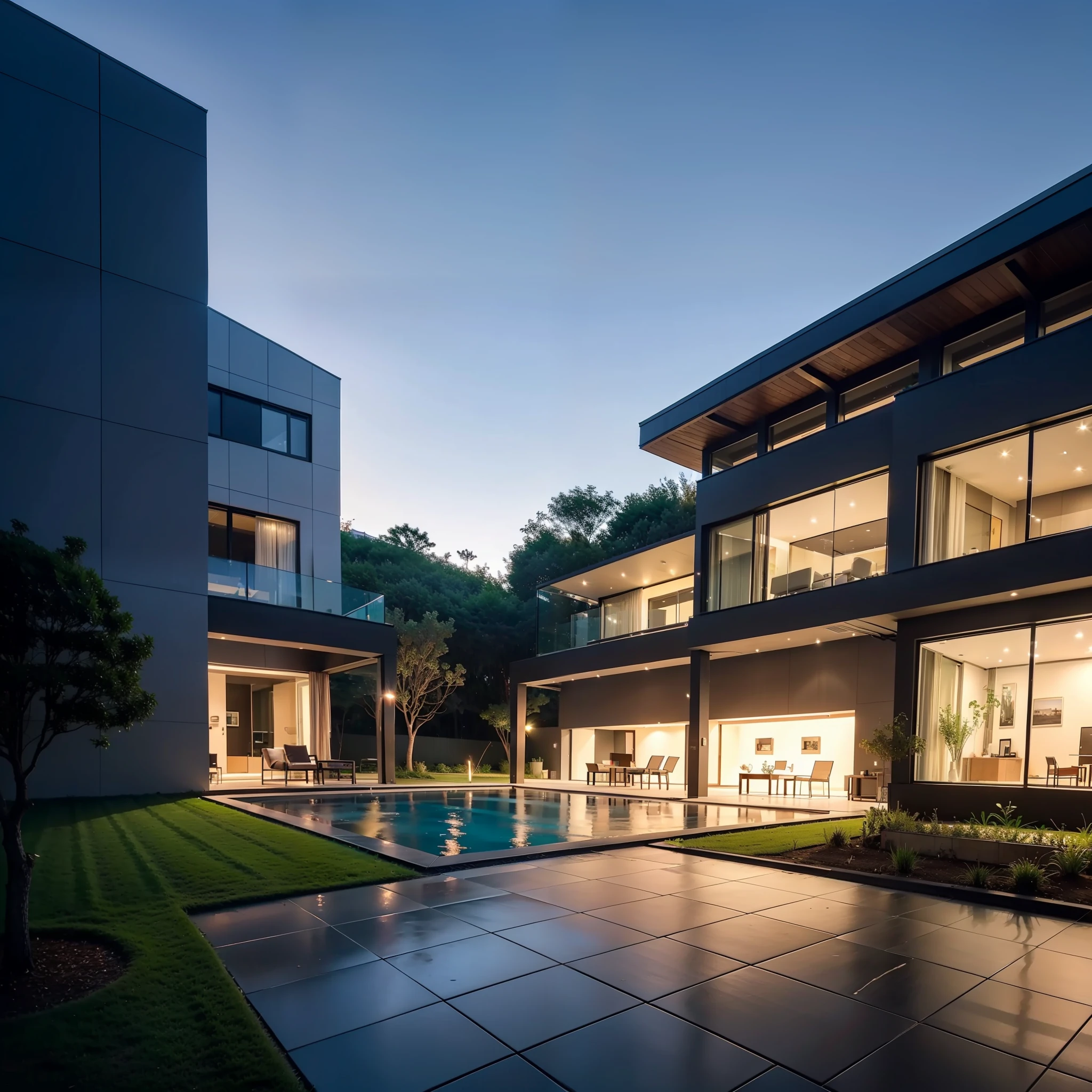 Com certeza, I will describe a mansion with a modern and technological style on the outside:
Situada em um terreno amplo e meticulosamente projetado, This contemporary mansion is a perfect fusion of luxury and technology. The façade of the house is a masterpiece of minimalist design, com linhas limpas e materiais modernos. Floor-to-ceiling glass panels allow a panoramic view of the interior and reflect the surroundings, integrating the building with the surrounding nature.
The entrance is marked by a stainless steel entrance door, equipped with a biometric recognition system. Ao lado, A wall lined with discreet solar panels captures the sun's energy to power the home with renewable energy sources.
A strip of LED lighting runs along the outline of the structure at night, providing a sleek and modern look. The windows are equipped with smart glazing, que podem ser ajustados eletronicamente para controlar a quantidade de luz e calor que entram na casa.
The house has an advanced home automation system. At the touch of a button in a smartphone app, You can control the lighting systems, temperatura, Security and entertainment. High-tech security cameras monitor the property, and motion sensors trigger outdoor lighting to ensure safety.
A rooftop balcony offers an outdoor living space with stunning views of the surrounding countryside. As paredes de vidro da varanda podem ser abertas eletronicamente, allowing the indoor and outdoor area to blend together.
An infinity pool shines in the outdoor area, with heated water and an advanced purification system. Solar panels built into the decks around the pool help heat the water efficiently.
An underground garage with automatic doors houses a collection of luxury cars, and a helipad at the top of the mansion offers the option of air transportation.
This modern and technological mansion harmonizes perfectly with