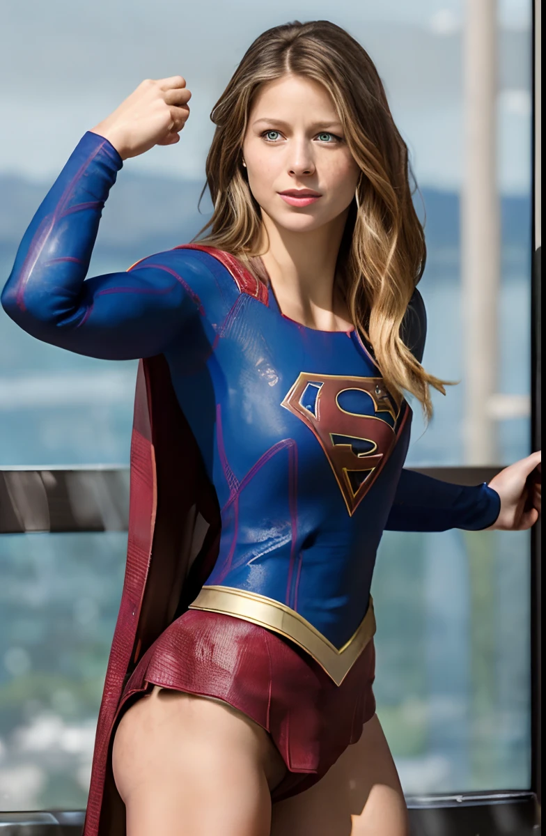 ((( hyper  photorealistic  : 2.95,  insanely  detailed skin surface :1.95,  freckles:1.9  , gorgeous mature  woman Melissa Benosit  as Supergirl ,  sexualized costume :1.9  ))) : ((mature woman:1.9 ,  she is standing  on a sci-fi  fantasy world  :1.9, sexualized body  , (( rain background, ultra  photorealistic environment:1.95 ))  she is so hot   :1.95, hairy :1.95 , tall woman: 1.5  ,hot sexy woman :1.8 , gorgeous face,  detailed breasts:1.8, ) [ (( 40 years old hot woman ;1.85 ),full body of , her entire sexualized body is shown in the photograph .