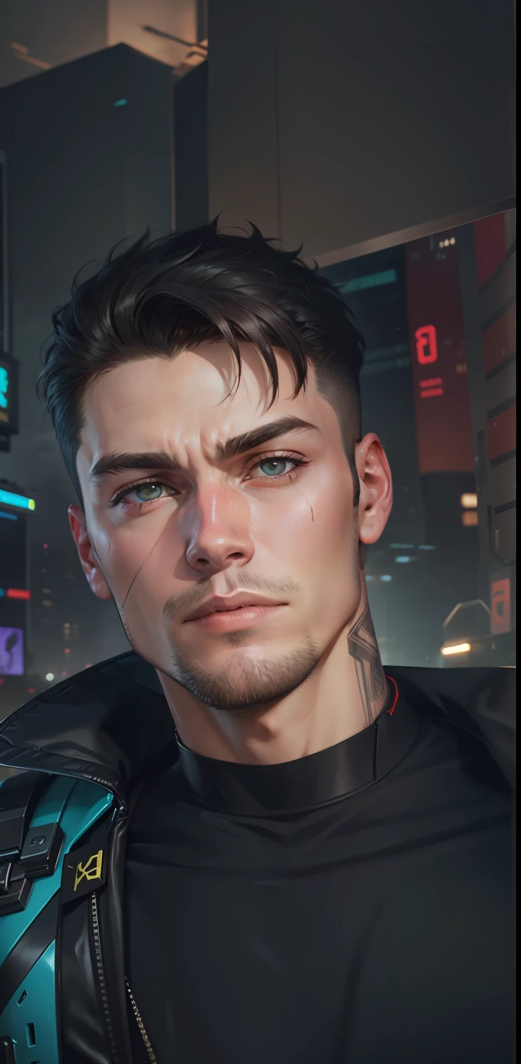 Handsome boy, background change cyberpunk, realistic face, ultra realistic clear