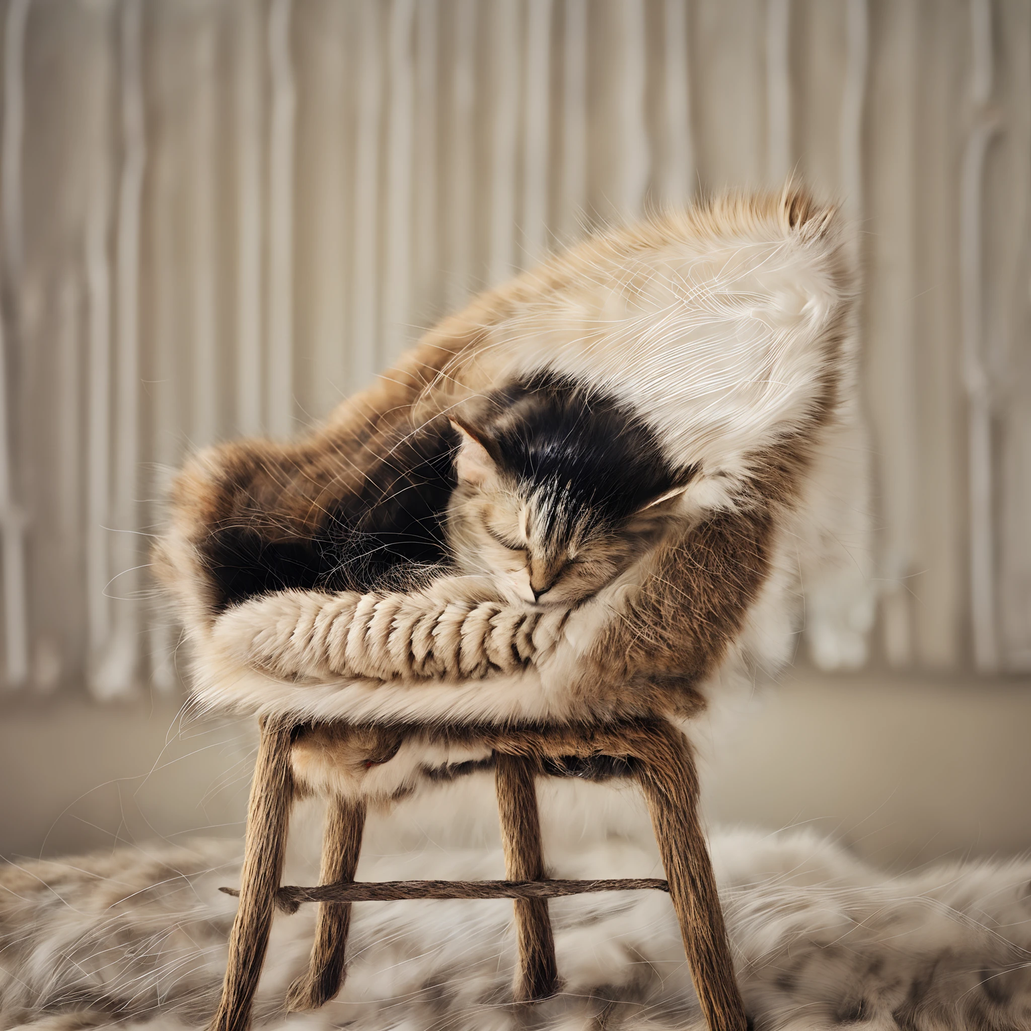 Cat peacefully snoozing on a cozy chair.