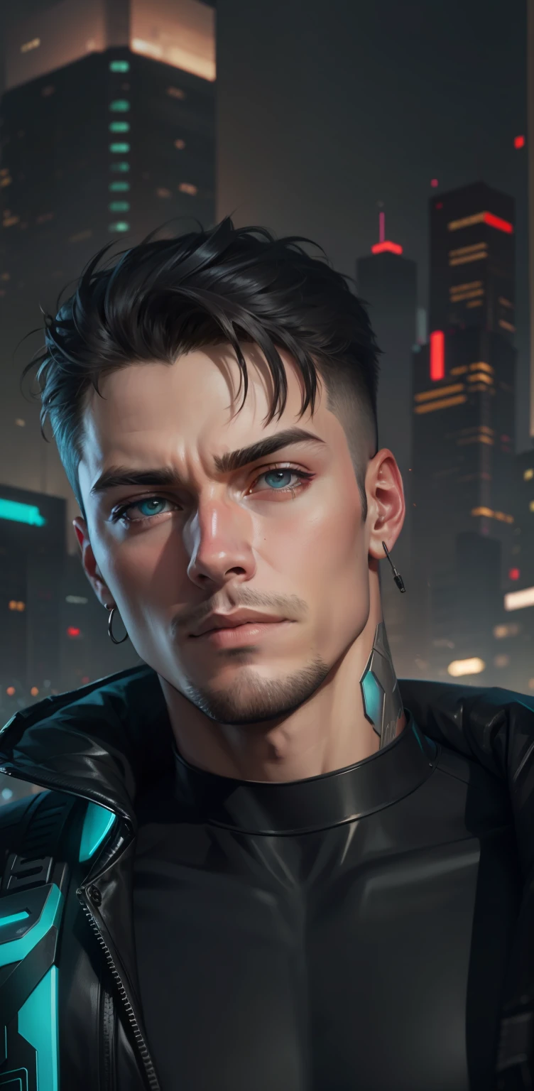 Handsome boy, background change cyberpunk, realistic face, ultra realistic clear