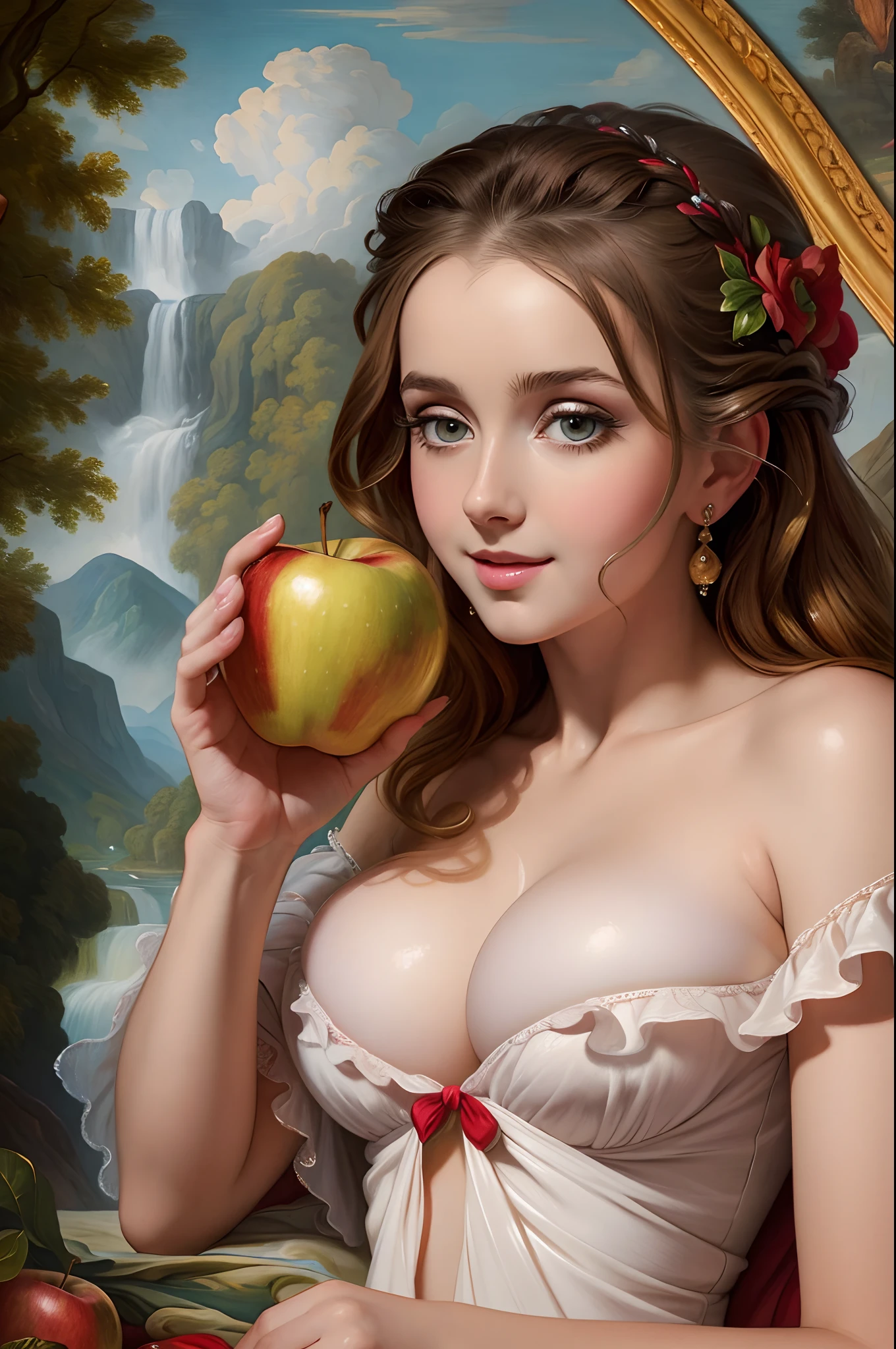 ((beste-Qualit)), ((tmasterpiece)), ((oil painting)), Ultra-detailed, Apple of discord,  Illustration by François Boucher, —q 4 —s 750