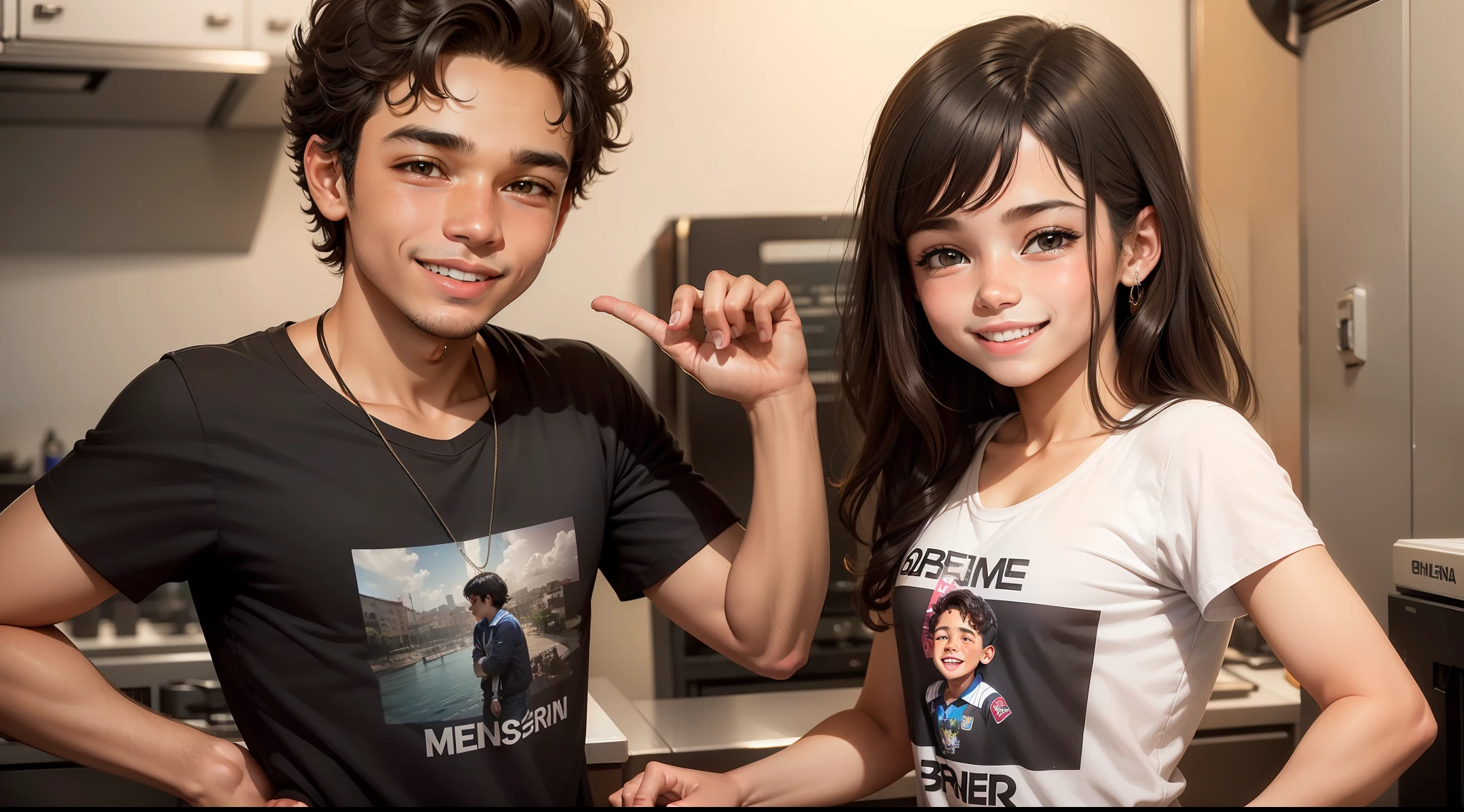 menino jovem com uma menina jovem sorrindo
