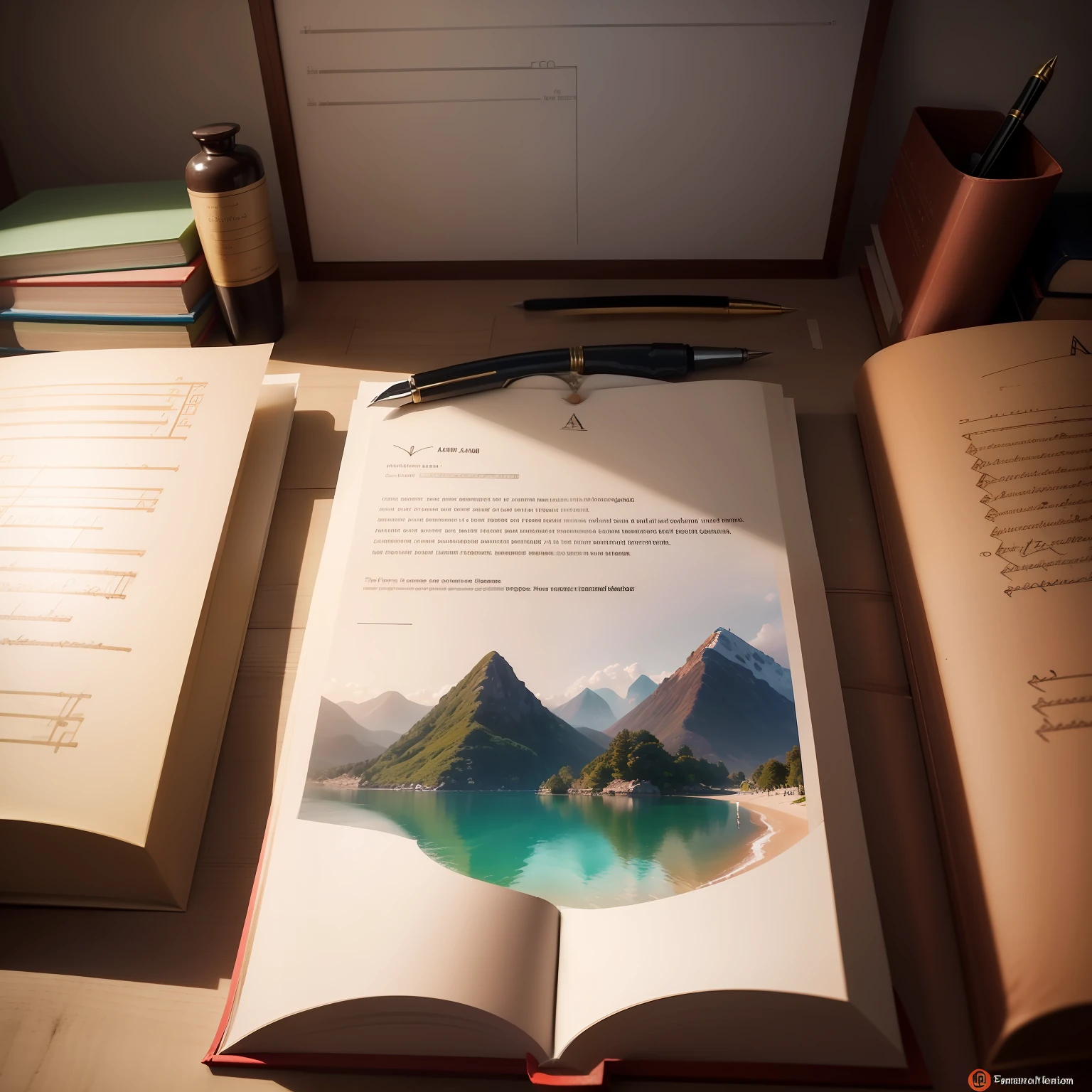 Create a banner image divided into three vertical segments to represent Portuguese language, Mathematics and history.
In the first segment on the left (Portuguese Language), Use a parchment paper or book page as a background, with a fountain pen writing words like 'poetry' or 'grammar'. Utilize tons de azul ou sepia.
No segmento do meio (maths), represente um quadro negro ou papel quadriculado. Add mathematical formulas and instruments as a compass. Tons devem ser verdes escuros ou cinza.
In the third segment on the right (story), utilize um fundo de mapa antigo ou pergaminhos. Incorporate symbols from ancient civilizations like pyramids or Greek columns. A paleta de cores deve ser marrons e dourados.
Ensure subtle transitions between segments and seek an educational and professional feel. A imagem final deve transmitir descoberta e aprendizado."