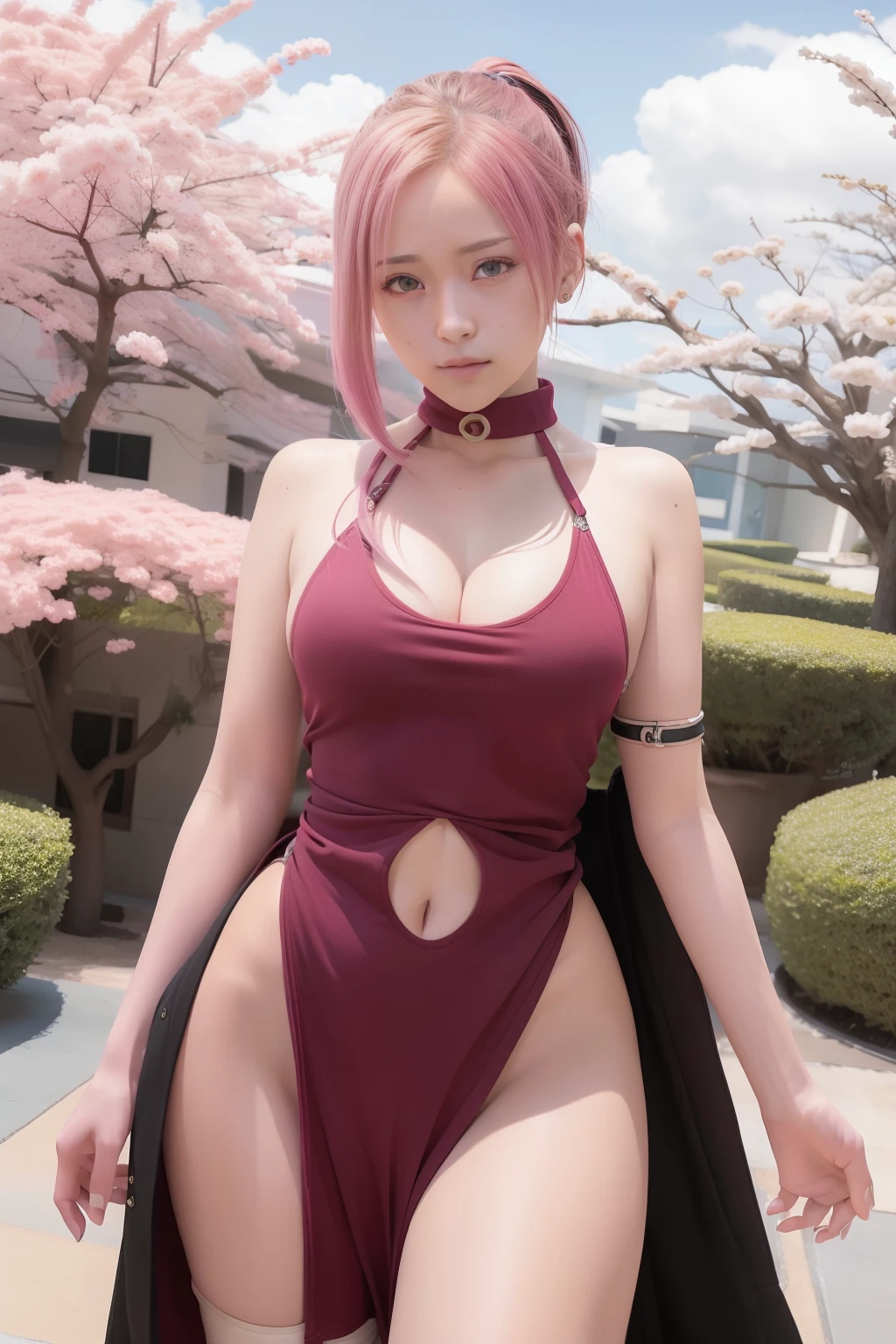 1girls, sakura haruno, realistic,real life, ultra detail,70mm lens