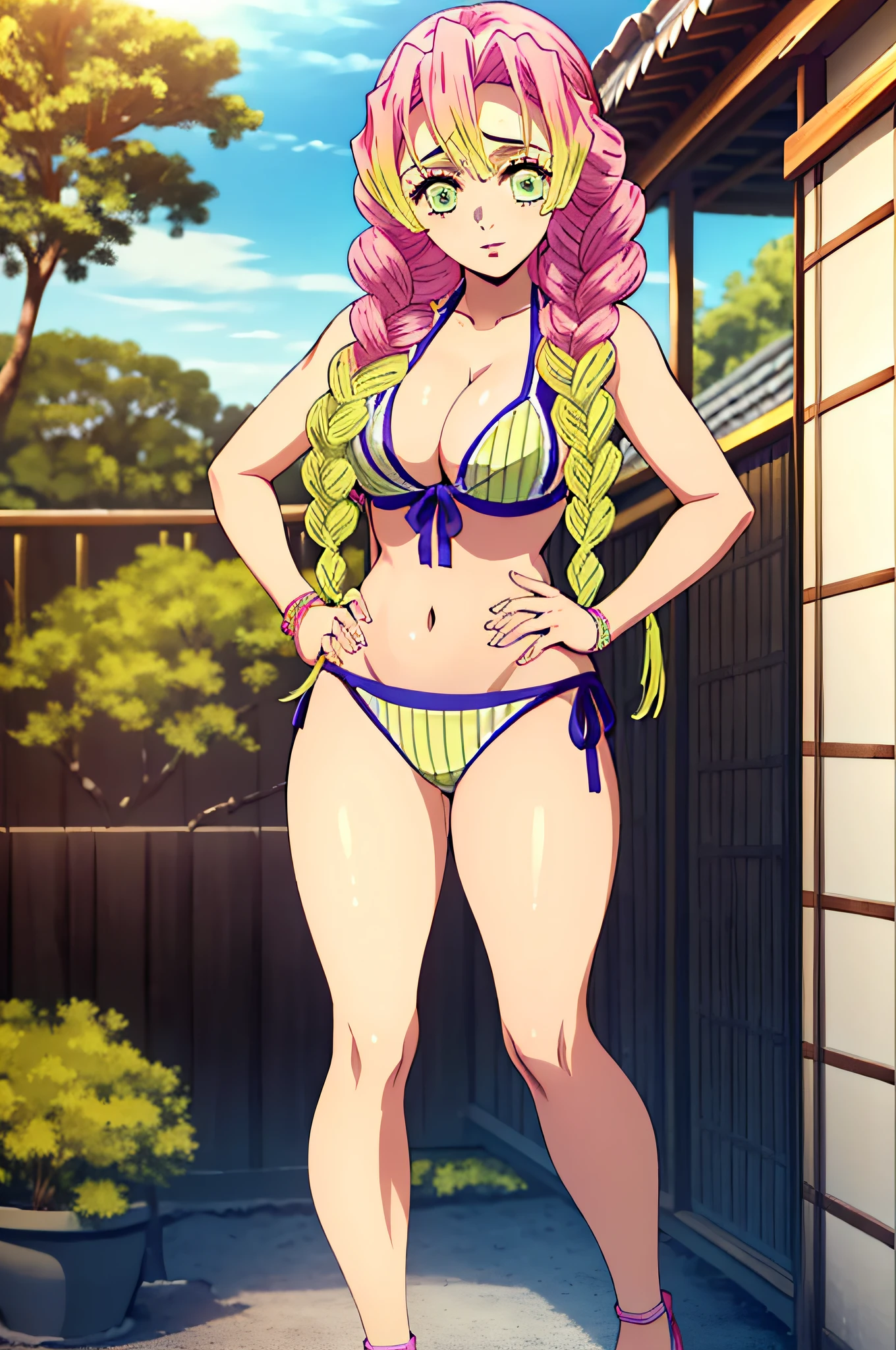 (obra maestra, mejor calidad), detalles intrincados,
1chica, MitsuriKanroji, deslumbrante,
cara sombreada, bikini