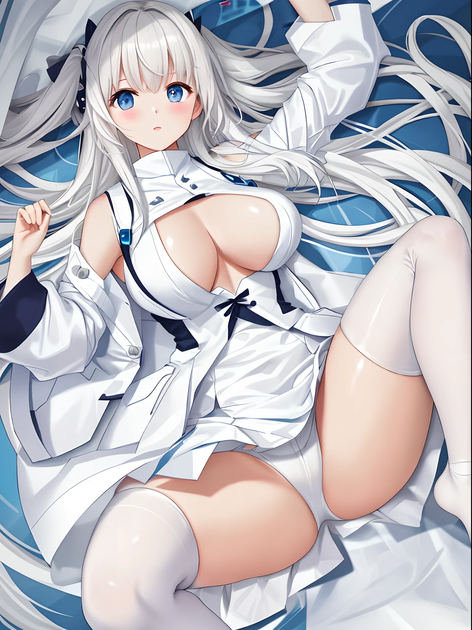 white colors、，，spread thighs，Exposed nipple，Vulvar type，