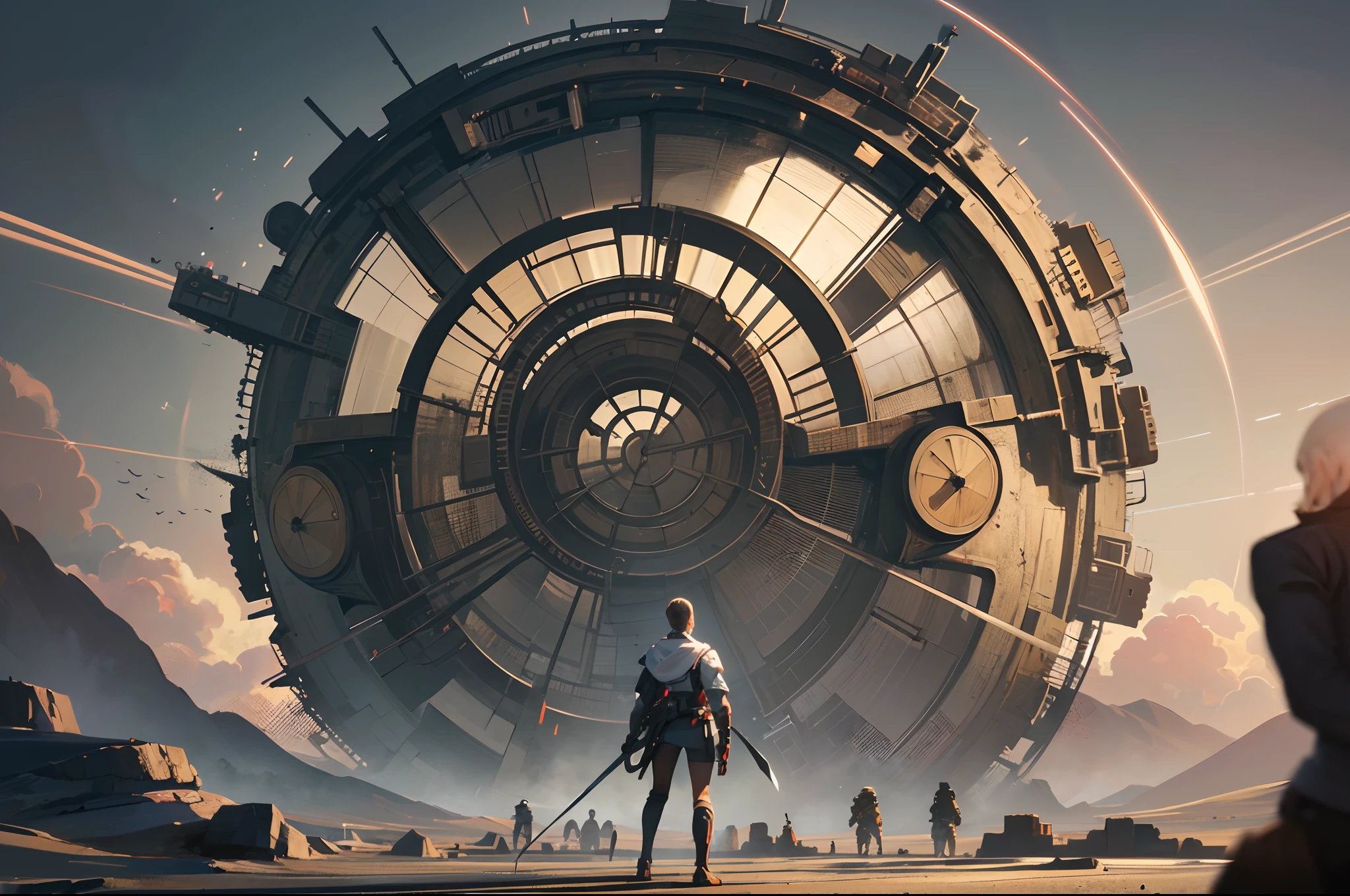 An award-winning color photograph of a ciborg, adorned with a metalhead, standing in 📚 front of a mesmerized crowd of people, set in a futuristic sci-fi movie scene. The image captures the essence of a dystopian world, with elements of mystery, technological advancements, and a touch of retro-futurism, all portrayed in the iconic style of sci-fi movies.
The lighting is atmospheric and dramatic, casting long shadows that add depth and intrigue to the scene. The color grading is set to enhance the sci-fi ambiance, with a combination of deep blues, neon hues, and metallic tones that create a sense of otherworldly allure.
The final image is an epic sci-fi movie still that immerses viewers in a world of wonder and uncertainty. It will be captured in cinematic 4K resolution, ensuring breathtaking clarity and detail in every frame. The composition will be carefully crafted to evoke a sense of awe, with the robot old man positioned as a central figure, commanding attention and curiosity from the crowd.
This incredible sci-fi film still will be reminiscent of the visionary style of Ridley Scott, known for his masterful storytelling and visually stunning movies. It will serve as a testament to the power of the sci-fi genre in capturing imagination and sparking contemplation about the future of humanity and technology.
Prepare to be captivated by this cinematic framegrab, as it transports you to a world where man and machine coexist in a delicate balance, and the boundaries of what it means to be human are pushed to their limits. --auto --s2