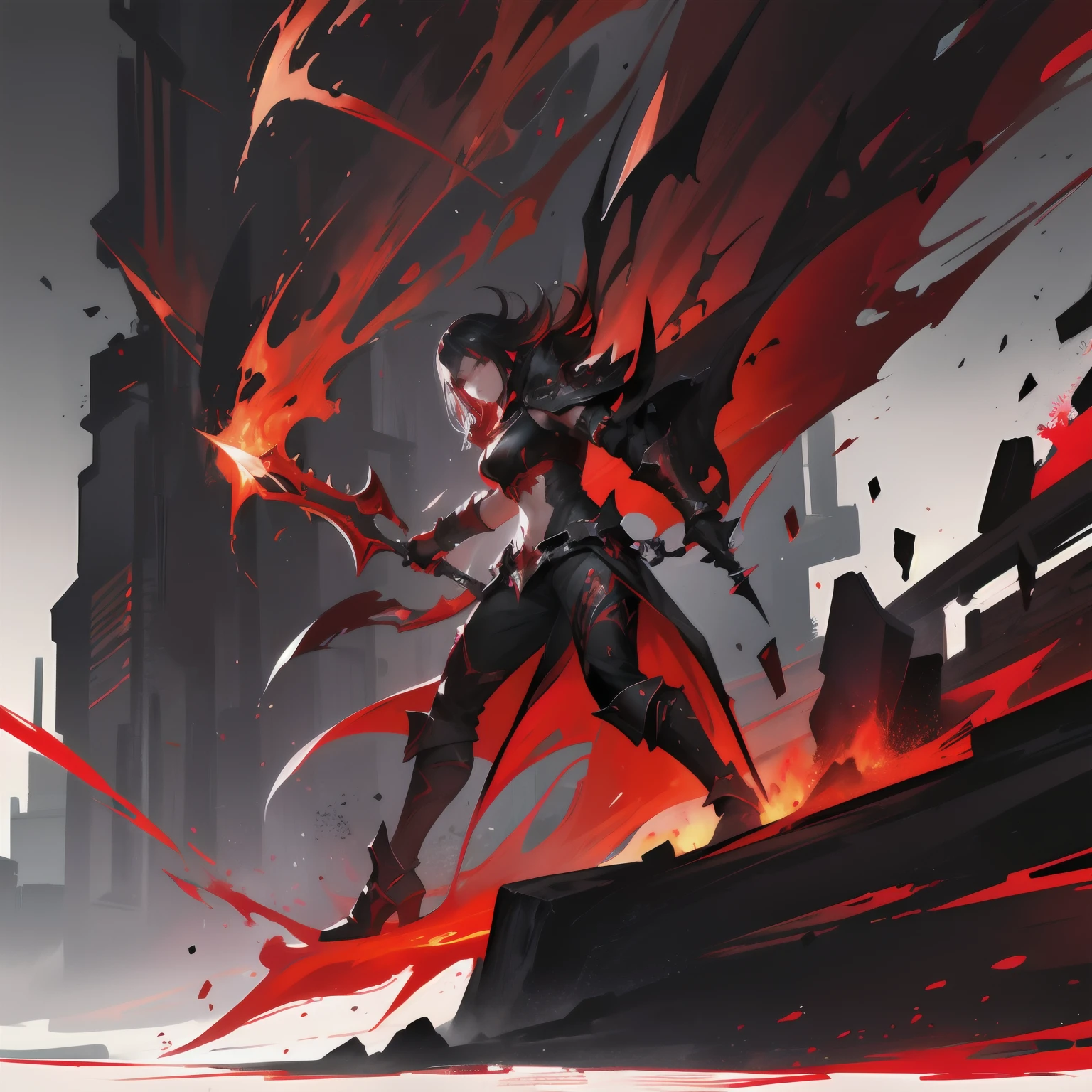 icon, item, Duskblade of Draktharr, red and black colors, cinematic, stunning, realising lighting and shading, vivid, vibrant, unreal engine, concept art