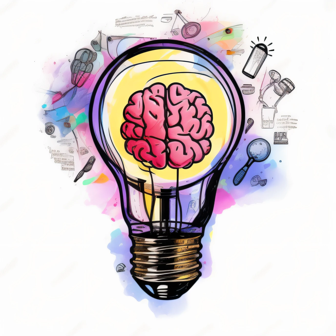 a drawing of a lamp with a brain inside it, electric brainstorm, Brainstorm, Design Thinking, estimulante nootropic, Artistic illustration, bulb, Esclarecedor, featuring brains, inteligence, Brains, concept illustartion, Directed by: Konrad Witz, illustration, A ideia, artistic depiction, renderizado, criatividade, Arte Digital - W 640