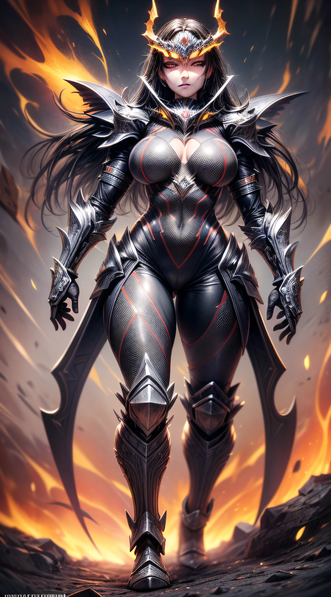 ((masterpiece)), ((best quality)), (ultra-detailed), ((extremely-detailed)), full body, frontal, warrior, fully armored, mythological, eyes emitting a deep red glow, eyes emitting a glowing fire, body with intricate tron circuitry, intricately detailed neon lighting, barren moonlit desert background, full moon (full body portrait: 1), award winning photography, artstation, high quality, 16k,