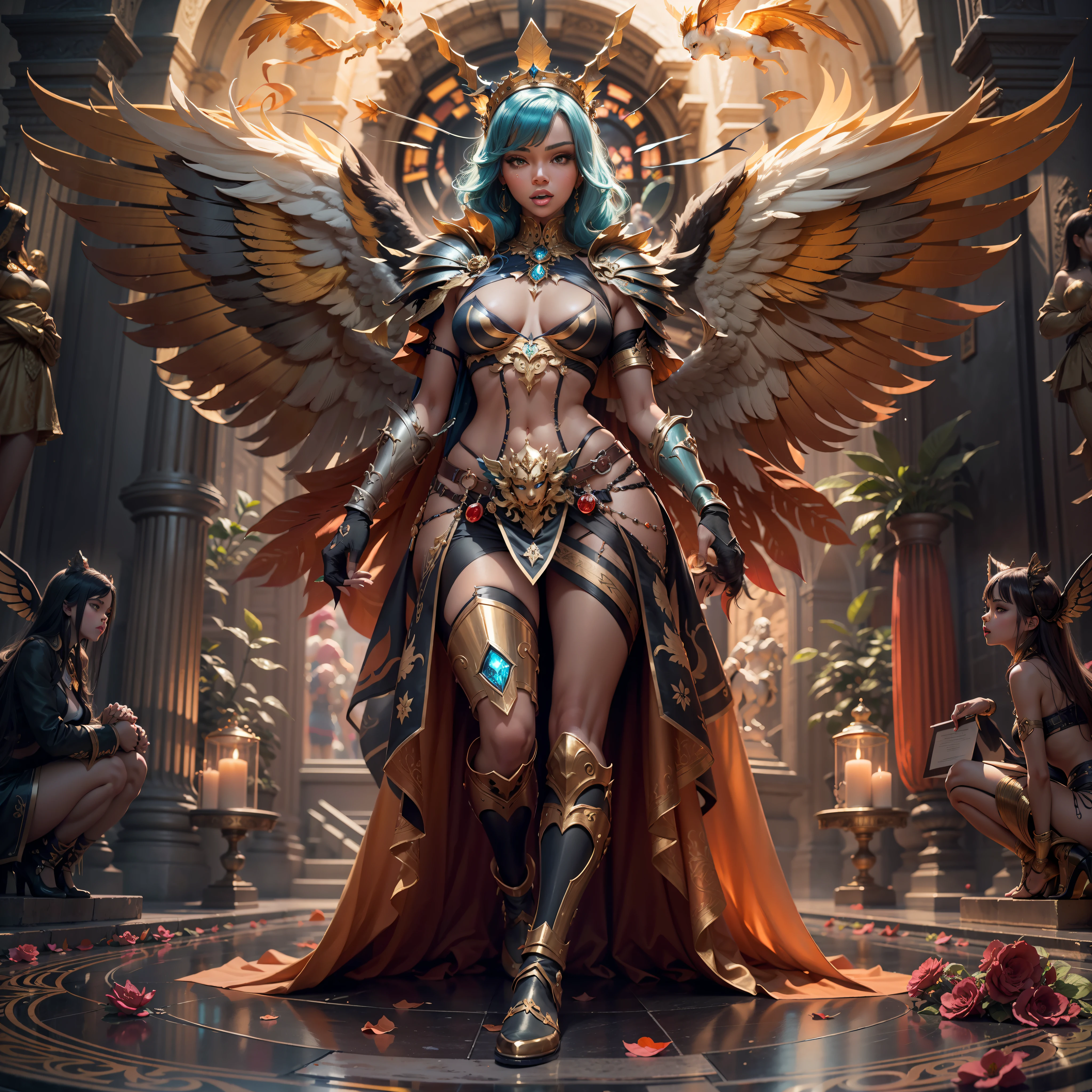 Masterpiece ultra close profile Goddess Durga Sun urban Forest graduate deep path equirectangular_360 contre-jours Beholder "medieval" outfits priestess suit crux Caduceus backlight luminescence saturate Sunlight ecstatic volumetric ultra pro-photorealist optimal details best_quality max accurate reflex highres 3dcg color-coded improved Octanes-rendues UHD XT3 16K 32K:2 64K DSLR HDR UnrealEngine5 enhanced ombre analogique ultra_sharpness symmetrical angel surmounted wings surrounded intertwined feather Queen Native éblouissantes Valkyrie-wings key "Heavy Metal" Will-o'-the-wisp pixie sprite kindergarden conceptual safe female glamour walking slow motion Chevaleresque "Nicki Minaj" Cosplay "Rihanna" aristocratic "beyonce" athletic fullbody tanmed skin perfect face hairstyle obvious agate divine cheekbones effects reddened embarrassed lazuli eyes beautiful eyes Brown Pupils Black Iris Turquoise Sapphires Open Mouth water drop of water tongue droplet Teeth Smiles pilot Jacket Floating fringe Pearls Eccentric Cape Levitating Shoulders-Off chemise blanches dentelles clavicules papillotes breasts satin orange sideboob felt corsait yellow spinels thick leather skirt assortie amples nombril size revealing heart belt chastity cadena pubic scarlet pubis-hairy obvious silk indigo silver adorned gold padlock thighs legs garters Gothic stainless steel boots decorated onyx monastery opal marble ruby background Sundrop mannequins lantern dressed armor richly decorated dramatic defenestrated chrome metallic flat bands fathoms brass fullbodye lys rune ornate emerald plasma embroidered glyphs Tourmaline wood engraving lava fire magic summon Tiger incandescent Crystalline creature familiar robot Mecha (EOS R6 135mm 1/1250s f/2.8 ISO400) Mechanized conjuration monarch viceroy flowering butterfly Hearth CGSCOSITY invocation feline monster floraison population Ark Church chain window "Ouroboros" Earth Cathedral chef-d' tattoo "Bruce Weber girls" nsfw varied multi etc.