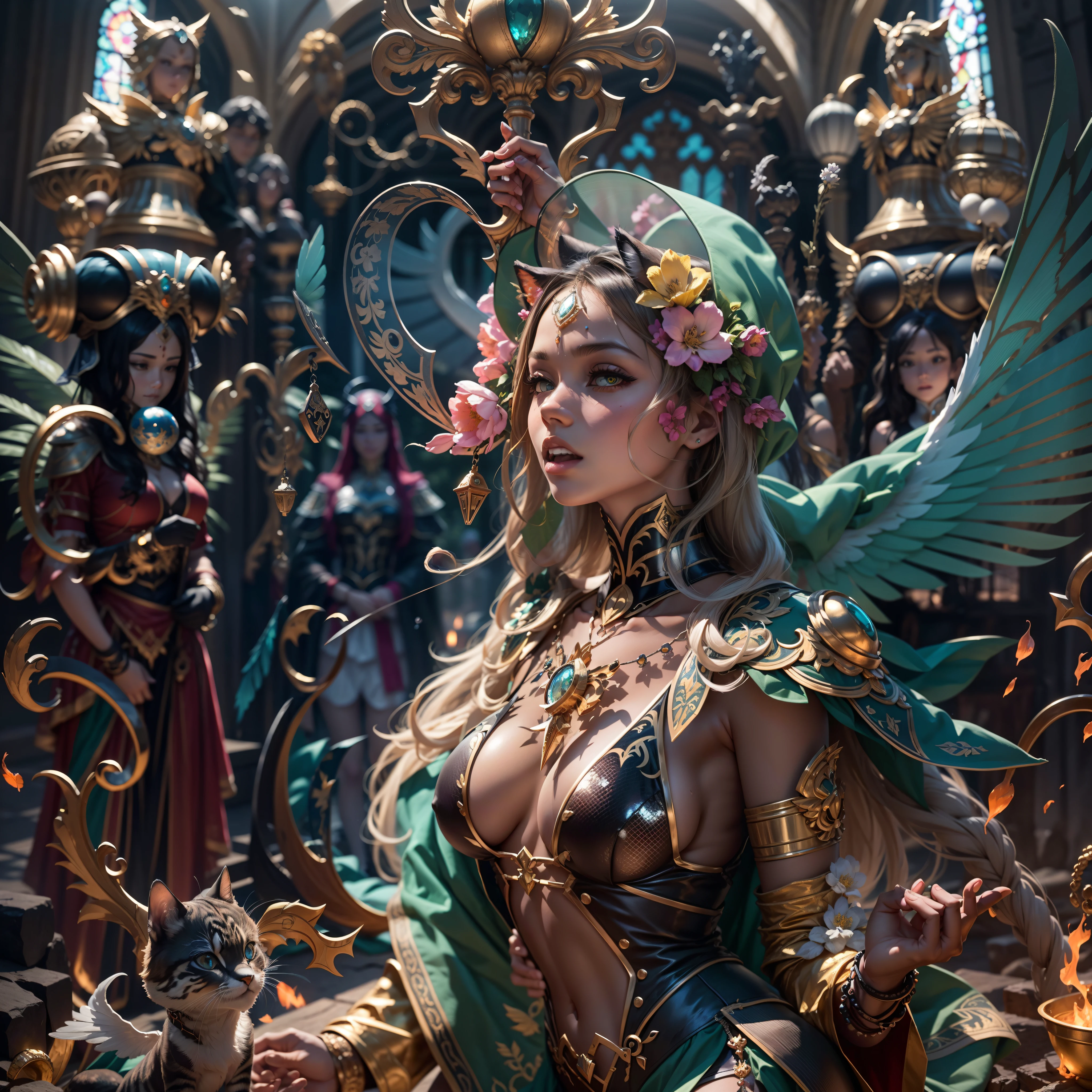 Masterpiece ultra close profile Goddess Durga Sun urban Forest graduate deep path equirectangular_360 contre-jours Beholder "medieval" outfits priestess suit crux Caduceus backlight luminescence saturate Sunlight ecstatic volumetric ultra pro-photorealist optimal details best_quality max accurate reflex highres 3dcg color-coded improved Octanes-rendues UHD XT3 16K 32K:2 64K DSLR HDR UnrealEngine5 enhanced ombre analogique ultra_sharpness symmetrical angel surmounted wings surrounded intertwined feather Queen Native éblouissantes Valkyrie-wings key "Heavy Metal" Will-o'-the-wisp pixie sprite kindergarden conceptual safe female glamour walking slow motion Chevaleresque "Nicki Minaj" Cosplay "Rihanna" aristocratic "beyonce" athletic fullbody tanmed skin perfect face hairstyle obvious agate divine cheekbones effects reddened embarrassed lazuli eyes beautiful eyes Brown Pupils Black Iris Turquoise Sapphires Open Mouth water drop of water tongue droplet Teeth Smiles pilot Jacket Floating fringe Pearls Eccentric Cape Levitating Shoulders-Off chemise blanches dentelles clavicules papillotes breasts satin orange sideboob felt corsait yellow spinels thick leather skirt assortie amples nombril size revealing heart belt chastity cadena pubic scarlet pubis-hairy obvious silk indigo silver adorned gold padlock thighs legs garters Gothic stainless steel boots decorated onyx monastery opal marble ruby background Sundrop mannequins lantern dressed armor richly decorated dramatic defenestrated chrome metallic flat bands fathoms brass fullbodye lys rune ornate emerald plasma embroidered glyphs Tourmaline wood engraving lava fire magic summon Tiger incandescent Crystalline creature familiar robot Mecha (EOS R6 135mm 1/1250s f/2.8 ISO400) Mechanized conjuration monarch viceroy flowering butterfly Hearth CGSCOSITY invocation feline monster floraison population Ark Church chain window "Ouroboros" Earth Cathedral chef-d' tattoo "Bruce Weber girls" nsfw varied multi etc.