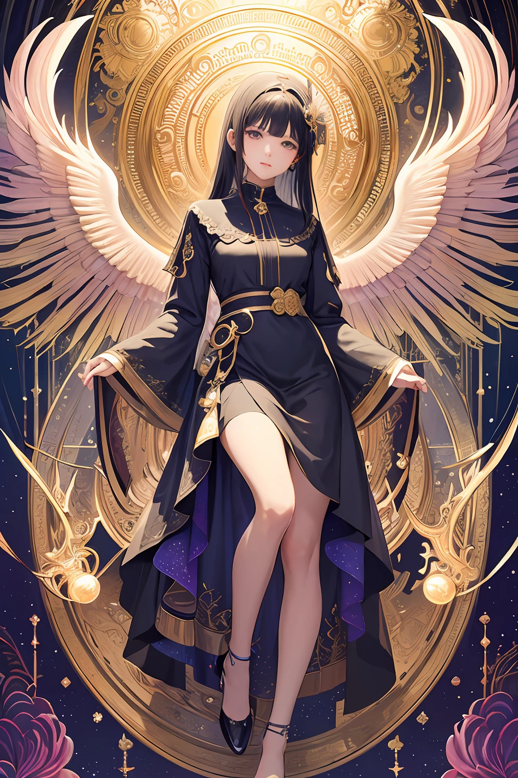 (​masterpiece、top-quality、top-quality、Official Art、Beautifully Aesthetic:1.2)、(1girl in)、ighly detailed、(Fractal Art:1.3)、colourfull、highestdetailed、Five lights、Archangel Metatron