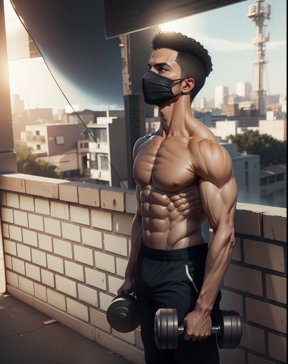 Change background,3D, realistic, bodybuilding