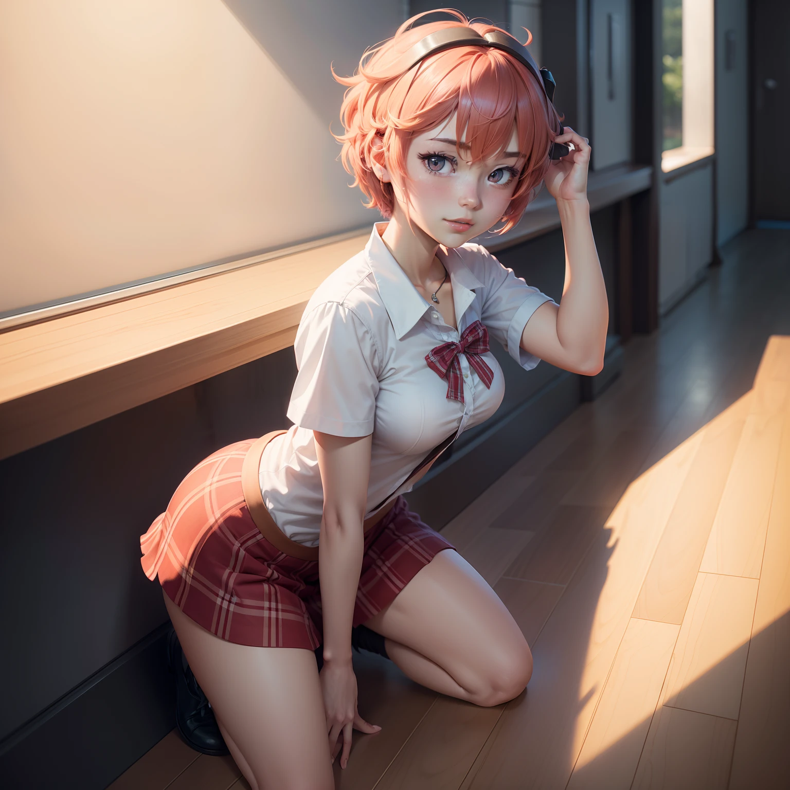 2D drawing of the character Sayori from Doki Doki literature club in standard HD 2D pose