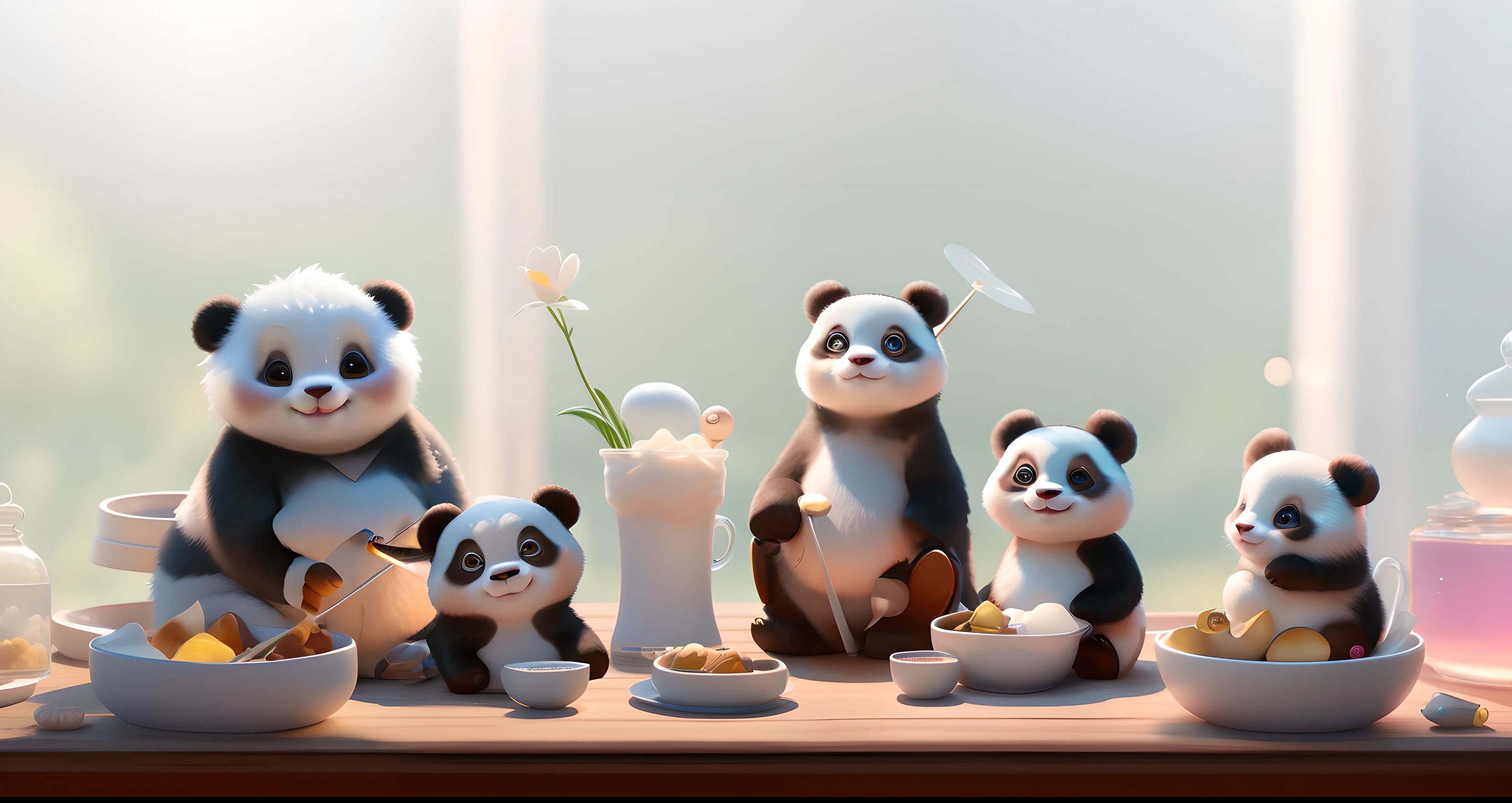 (masterpiece), (best quality), (ultra-detailed), (full body:1.2), Super cute, Baby, Pixar, Baby panda in pajamas, Big bright eyes, Fluffy, Smile, Delicate and fine, Fairy tales, Incredibly high detailed, Pixar style, Bright color palette, Natural light, Simple background with pure color, Octane render, Trending on Artstation, Gorgeous, Ultra wide angle, 8k, HD, Realistic
