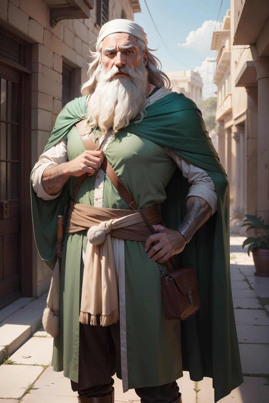 um desenho animado de um homem com barba e capa, a character portrait inspired by Diogenes, Albus Dumbledore and Socrates, Portrait of the sinister philosopher, homem de cabelos grisalhos escuros, Pedra Victor, barba grisalha, ele tem cabelos grisalhos escuros, Personagem Disco Elysium, sage ( valorant ), arte oficial do personagem, Pricing Character, Ancient Greece character