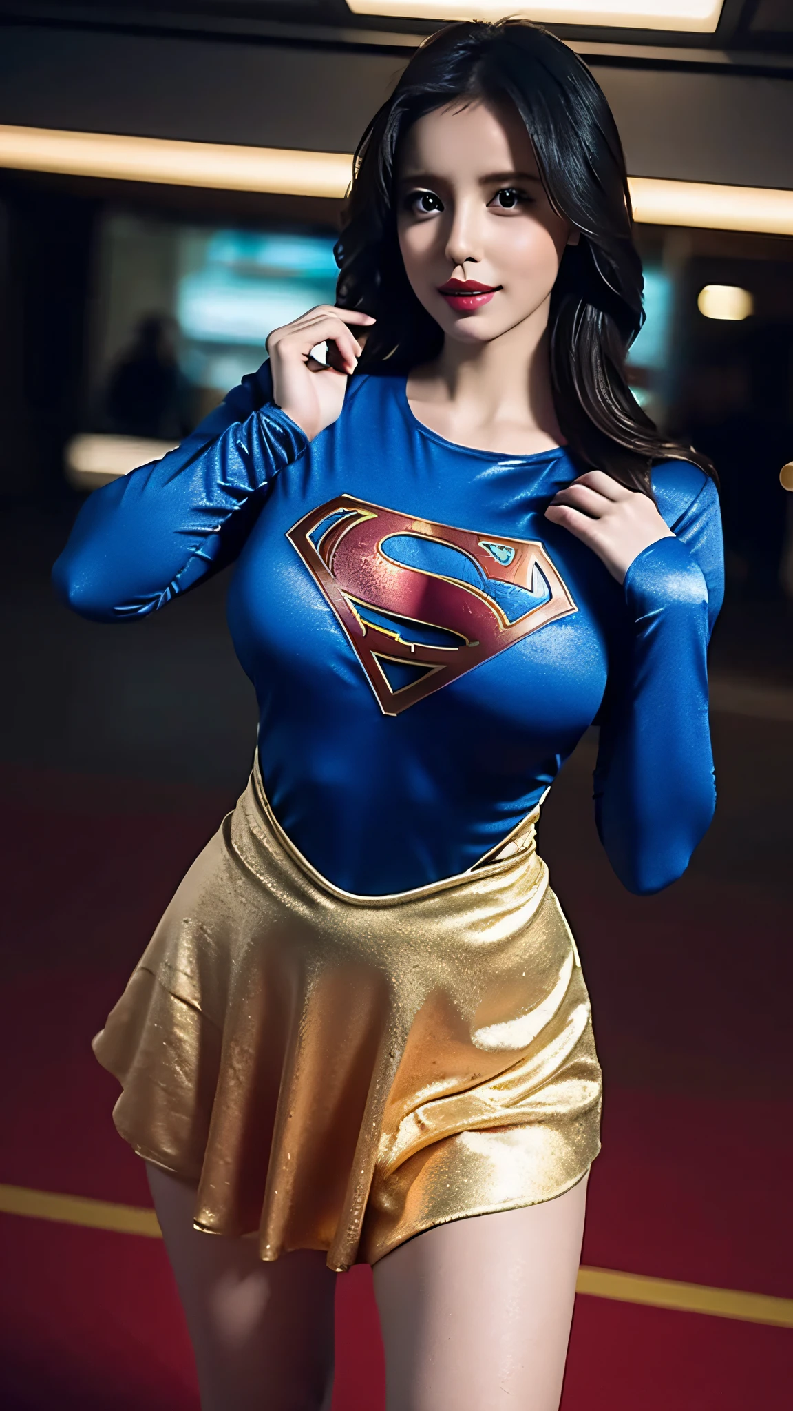 Woman body set big breasts, Supergirl costume dress