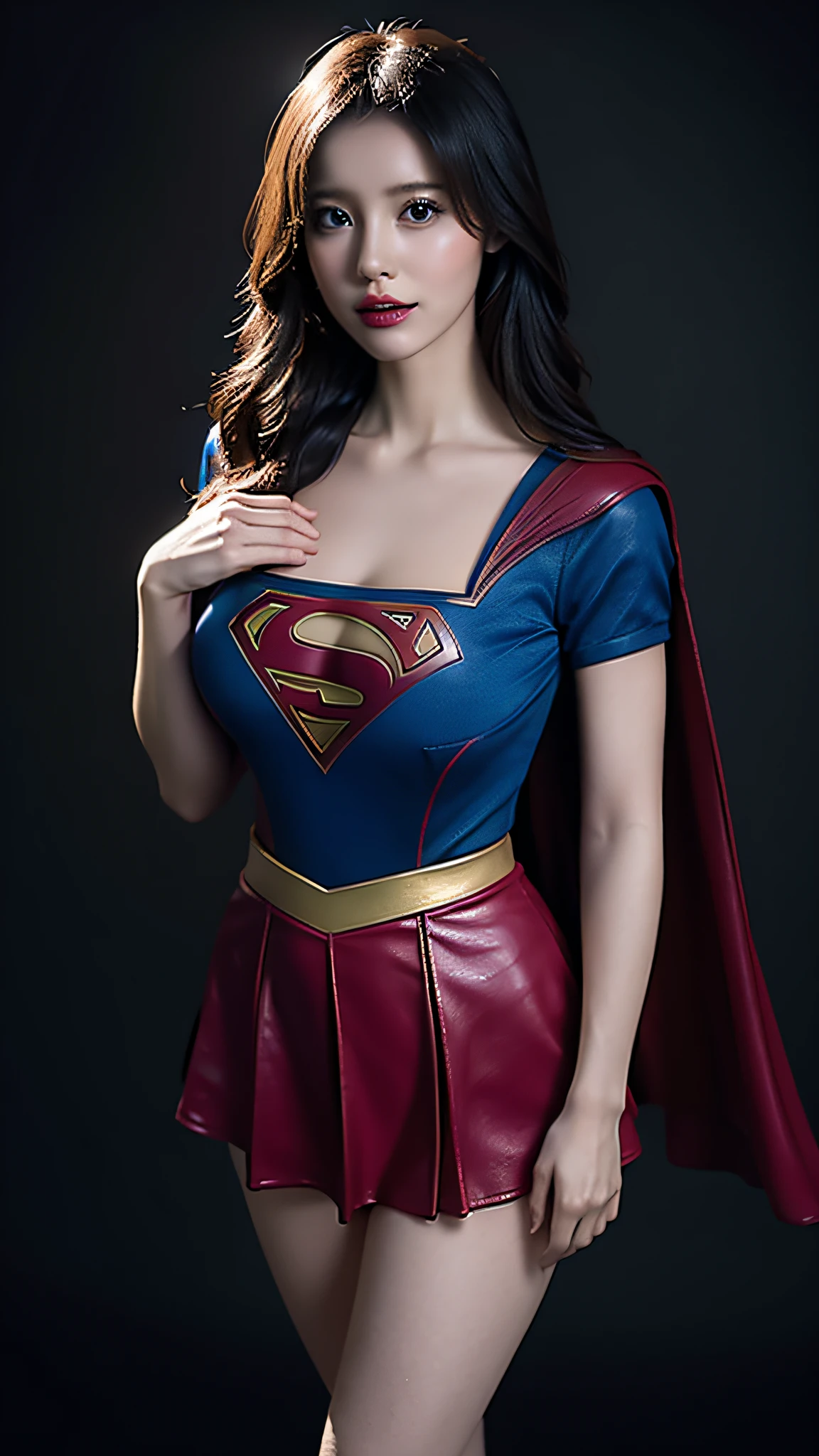 Woman body set big breasts, Supergirl costume dress