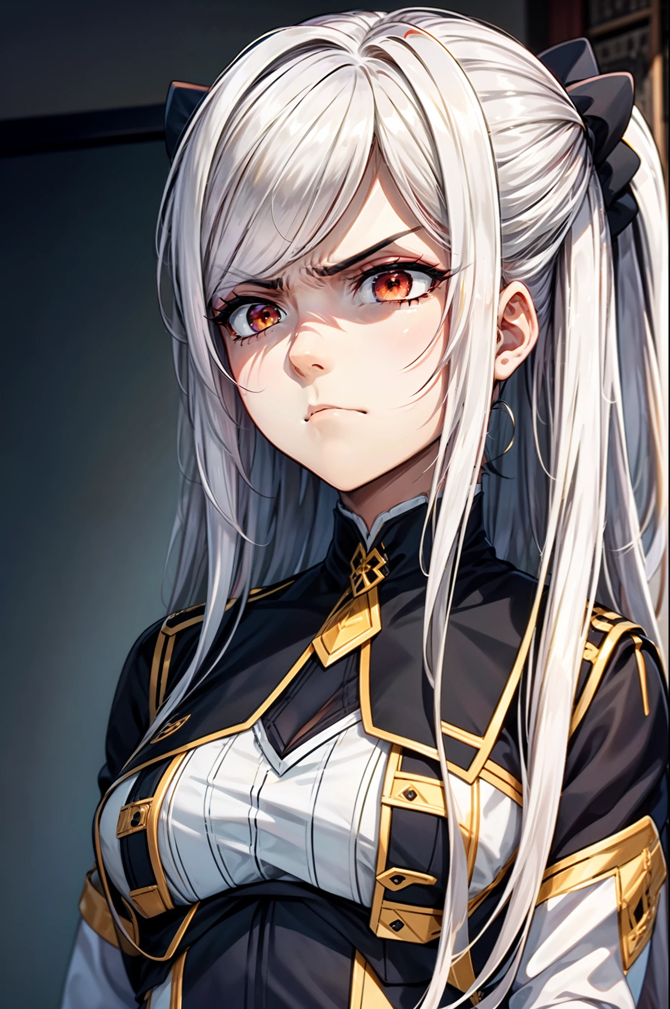 ((looking disgusted)),white hair