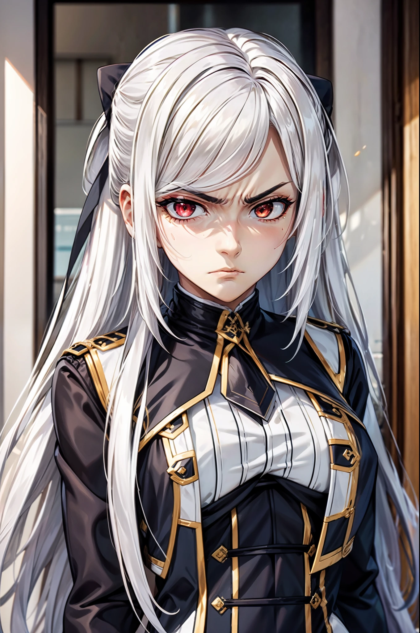 ((looking disgusted)),white hair