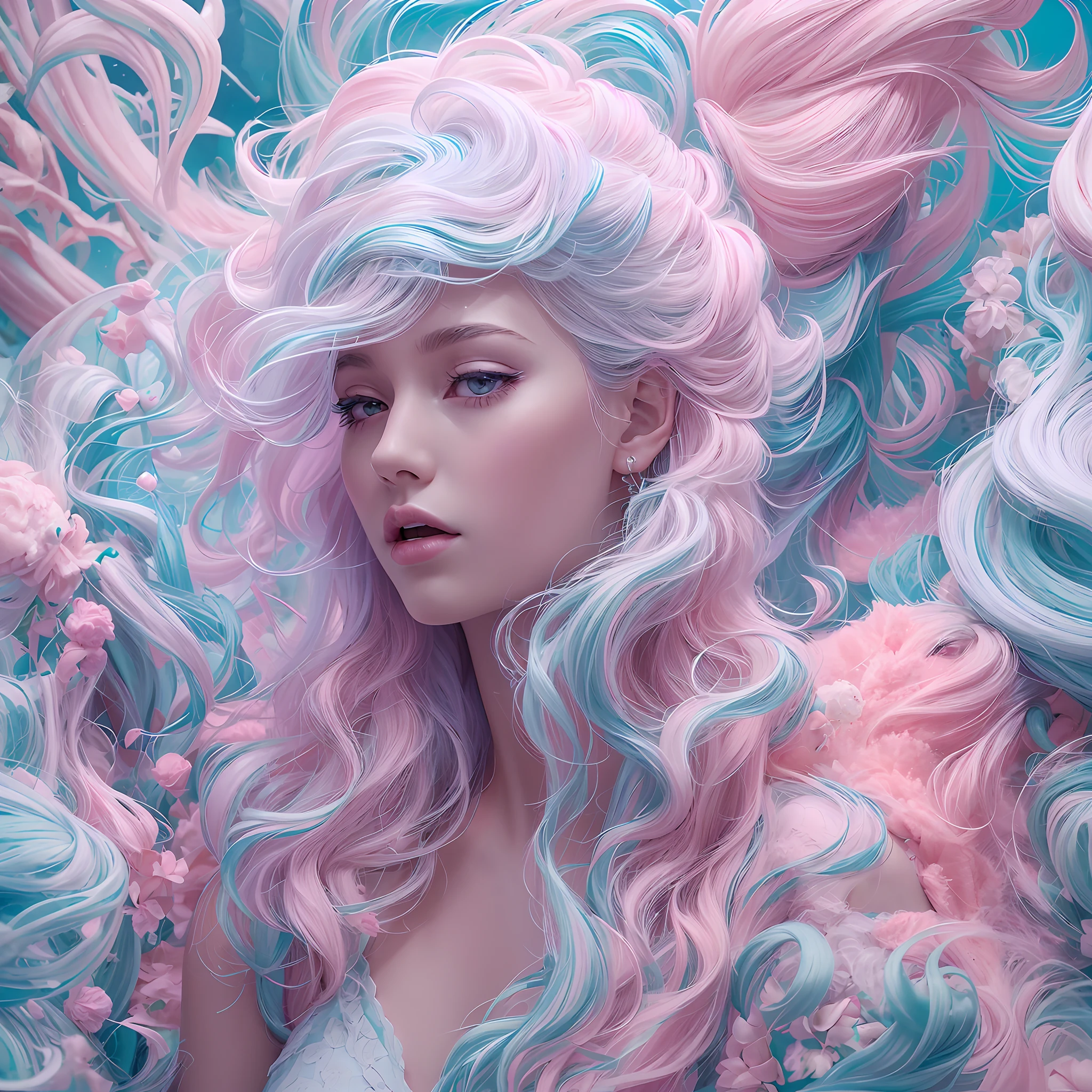 ' Prompt 1
"Photorealistic Images: {Goddess of Ice-Cream, full body, with a beautiful androgynous appearance reminiscent of a humanoid velvet worm Hallucigenia. Her circuitry-pigmented skin is a blend of pastel and muted blues, pinks, and a mix of neon highlights. Her long, white hair flows elegantly, and she is adorned with ice cream-themed attire that adds to her mesmerizing allure.}, James Jean, Annie Leibovitz, Anime, Studio Ghibli, Futuristic Dreamcore Landscape, (Sharp Focus:1.2), Anamorphic Lenses, (Film:1.25), (Polymer:1.1), (Pastel:1.3), (Ternary:1.2), --ar 4:5 --style raw 50 . Environment: A dreamlike landscape with ice cream mountains, neon-lit milkshake lakes, and swirling sherbet clouds." --s 2