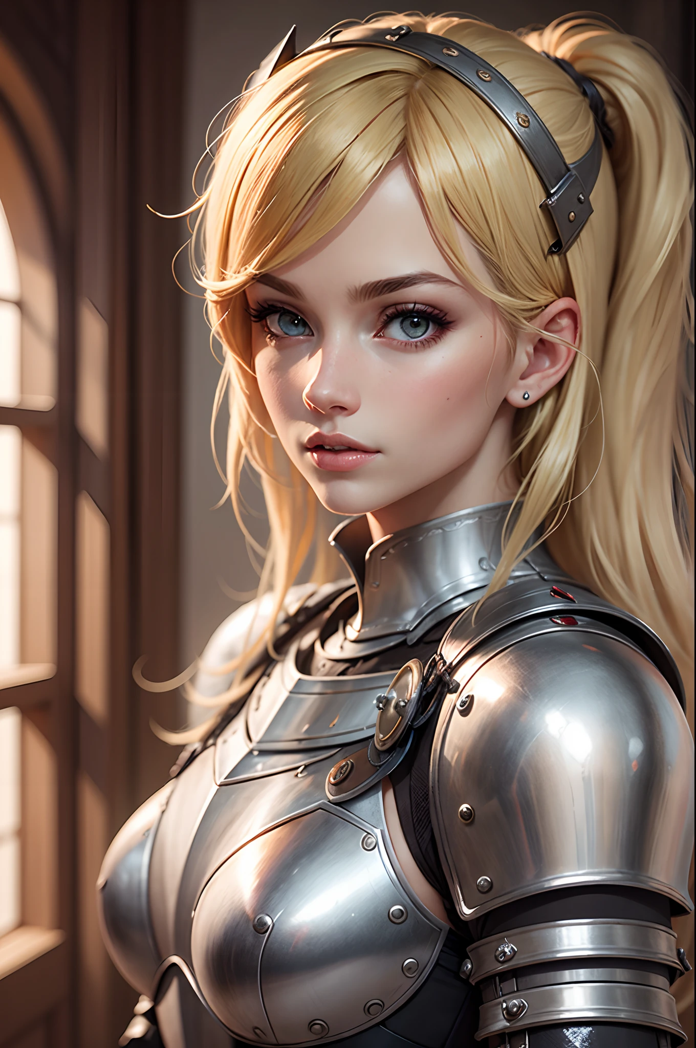 ultrarealistic, lady knight, blonde hair --auto --s2