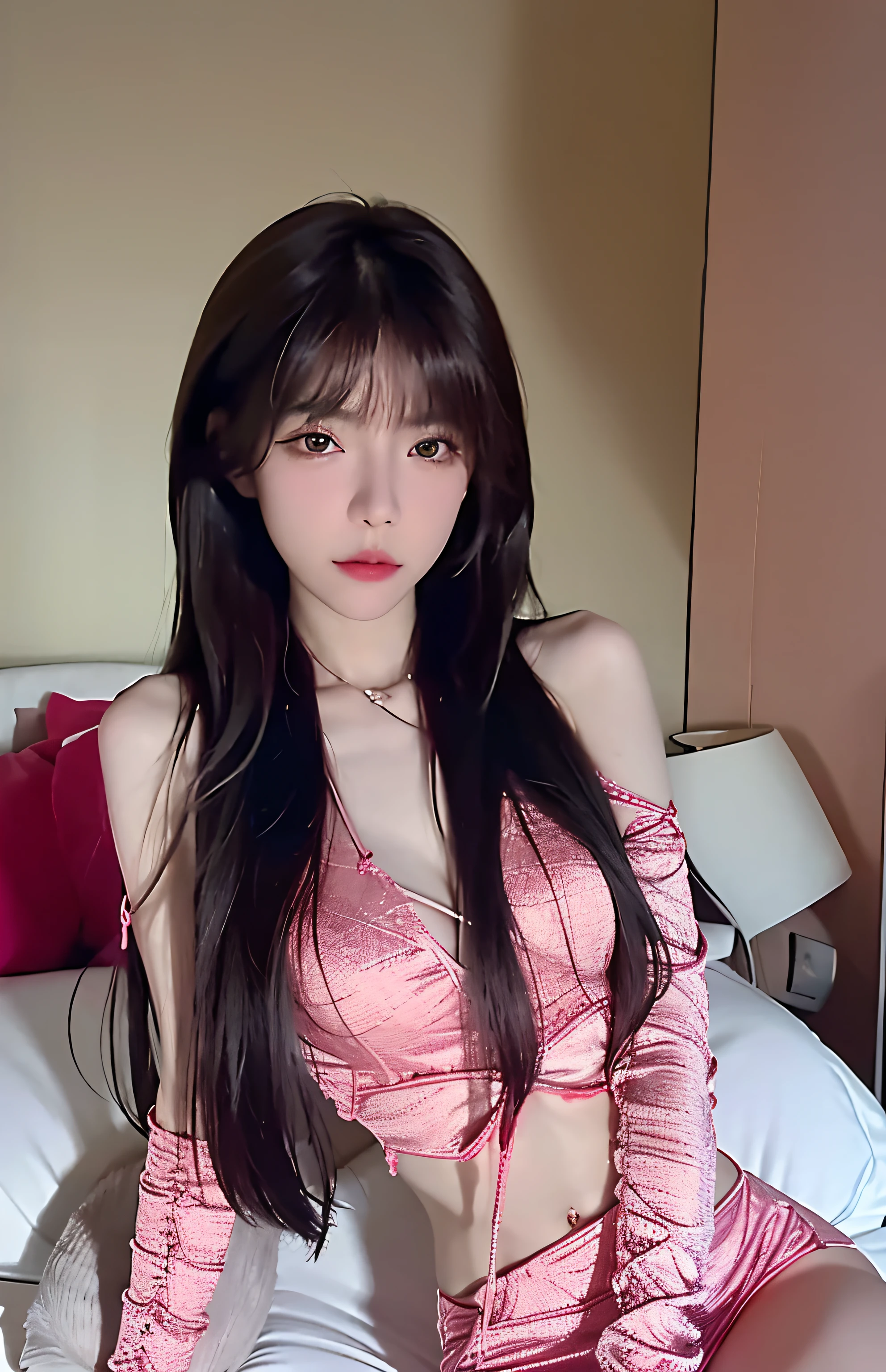 best qualtiy, tmasterpiece, 超高分辨率, (realisticlying:1.4), RAW photogr, 1girl, ((pantiess)), ((smallunderboob)), cold light,((Chest patch))