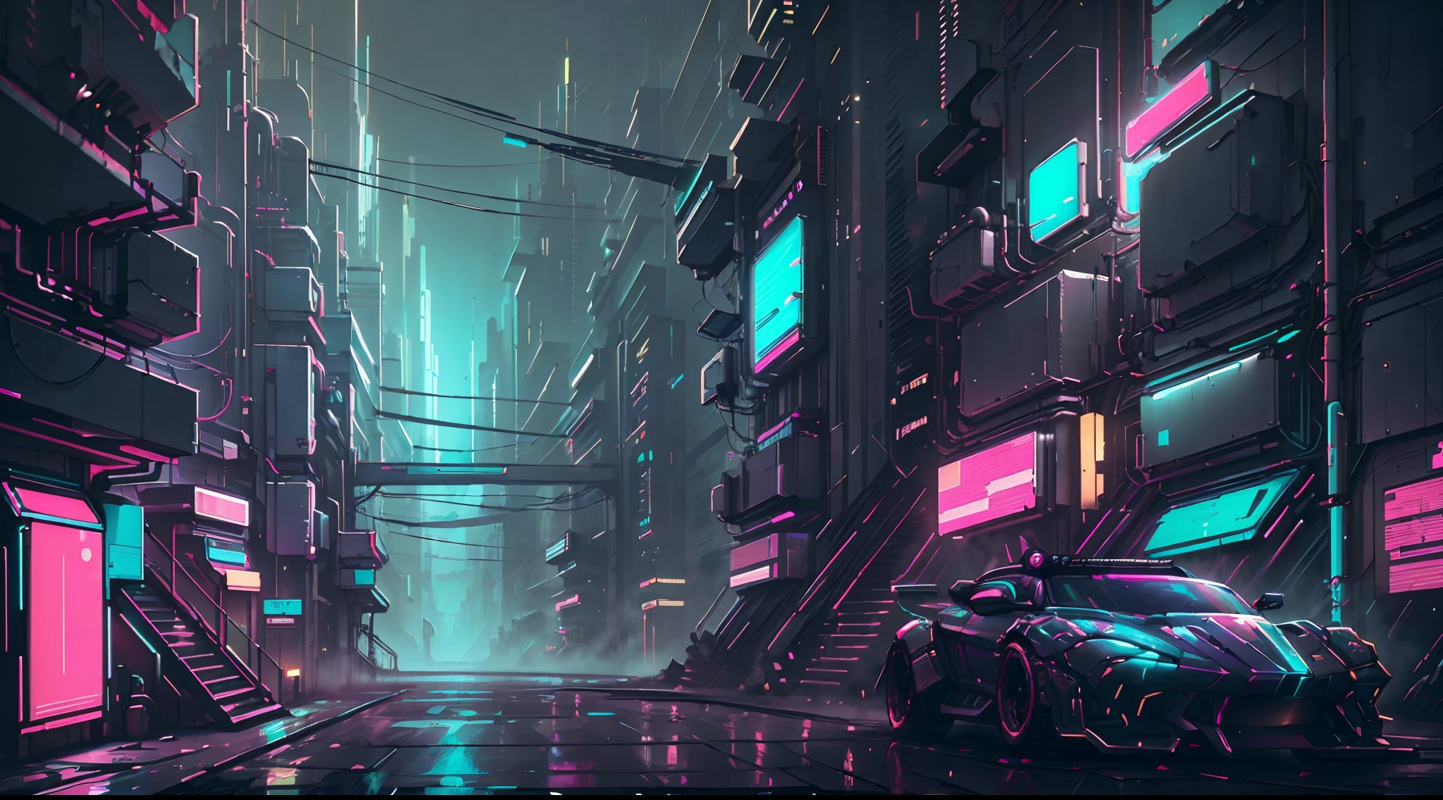 futuristic city with neon lights and a passing train, rua futurista, rua futurista da cidade, em uma cidade cyberpunk futurista, Rua Cyberpunk, Sci-Fi Cyberpunk Rua da Cidade, Neon Cyberpunk City detalhado, cyberpunk dreamscape, CIDADE CYBERPUNK, busy cyberpunk metropolis, cores cyberpunk coloridas sonhadoras, rua da cidade cyberpunk, cidade cyberpunk futurista, estilo de arte cyberpunk, Paisagem urbana cyberpunk, em CIDADE CYBERPUNK, 8k