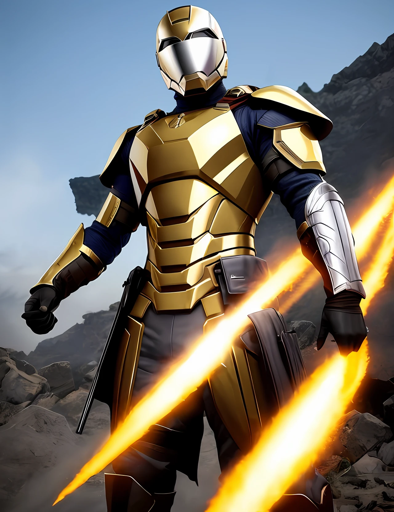 Homem ferro dourado ,com armadura futurista