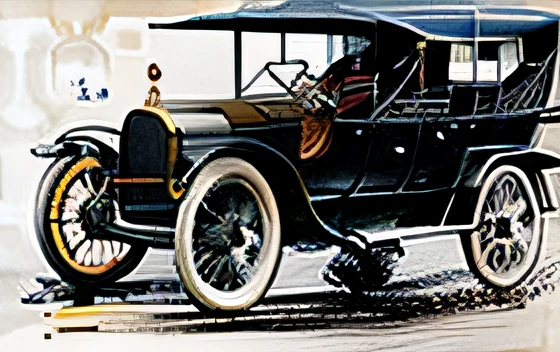 um carro velho com um homem no banco do motorista, carro velho, carro, vista completa de um carro, carro vintage, Vehicle illustration, carro preto, carros antigos, velho tempoy, classic car, 1919, 1 9 1 9, Directed by: Wojciech Siudmak, 1910, 1 9 1 0, um velho