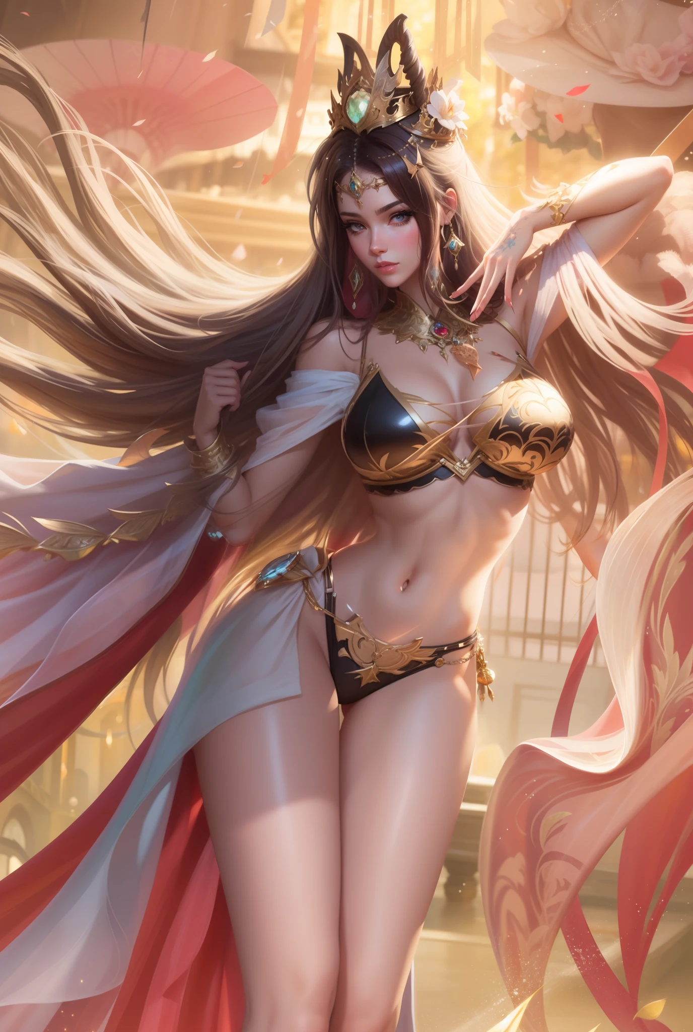 Close-up of a woman in a bikini，with a crown on her head, Extremely detailed Artgerm, a beautiful fantasy empress, IG model | Art germ, Phlegm sputum, phlegm | Art germ, Art germ on ArtStation Pixiv, art-style, Art germ. anime illustration, concept-art | Art germ, Style Artgerm