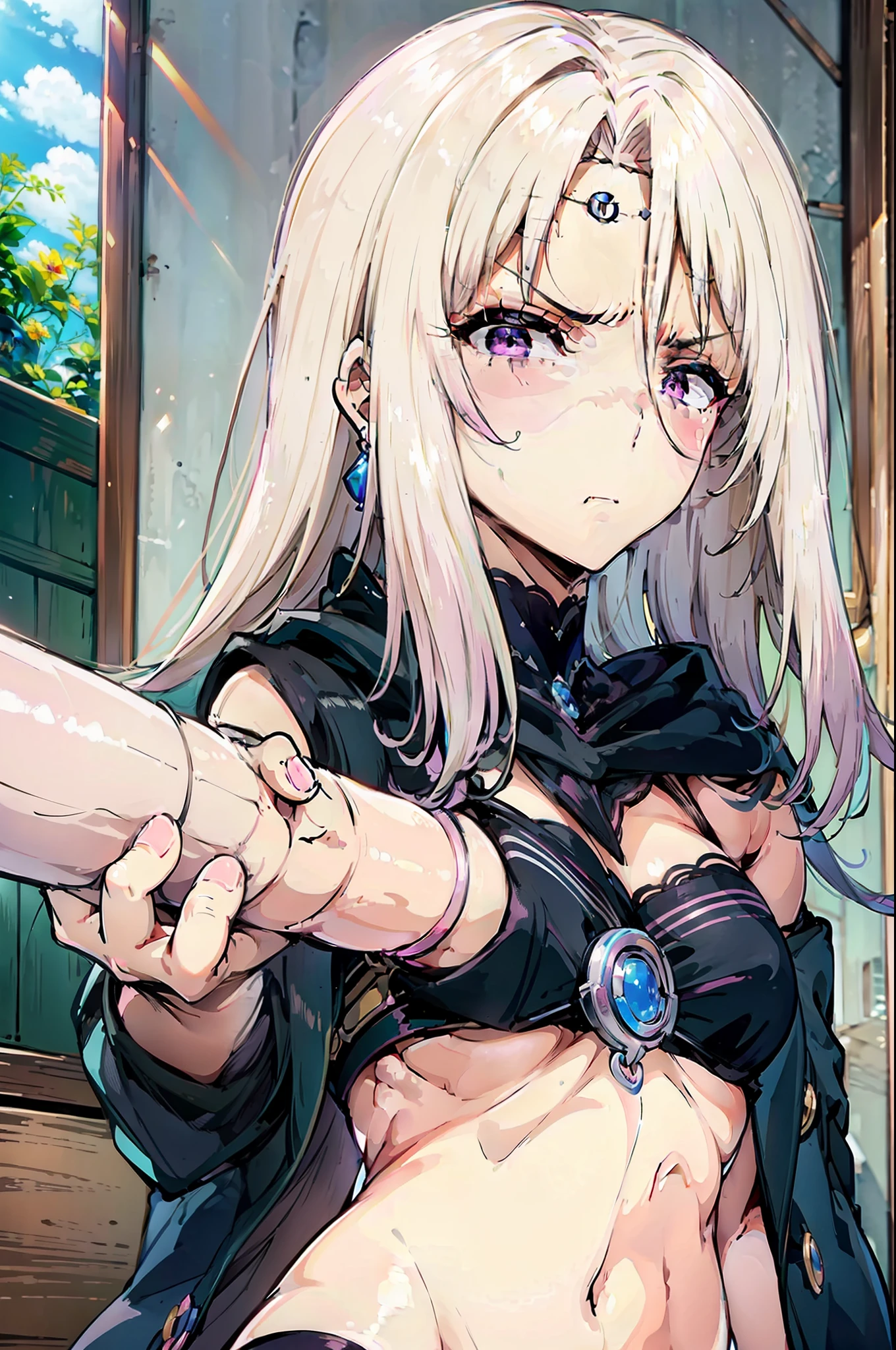 beatrixshadow,((looking disgusted)),holding a pink 