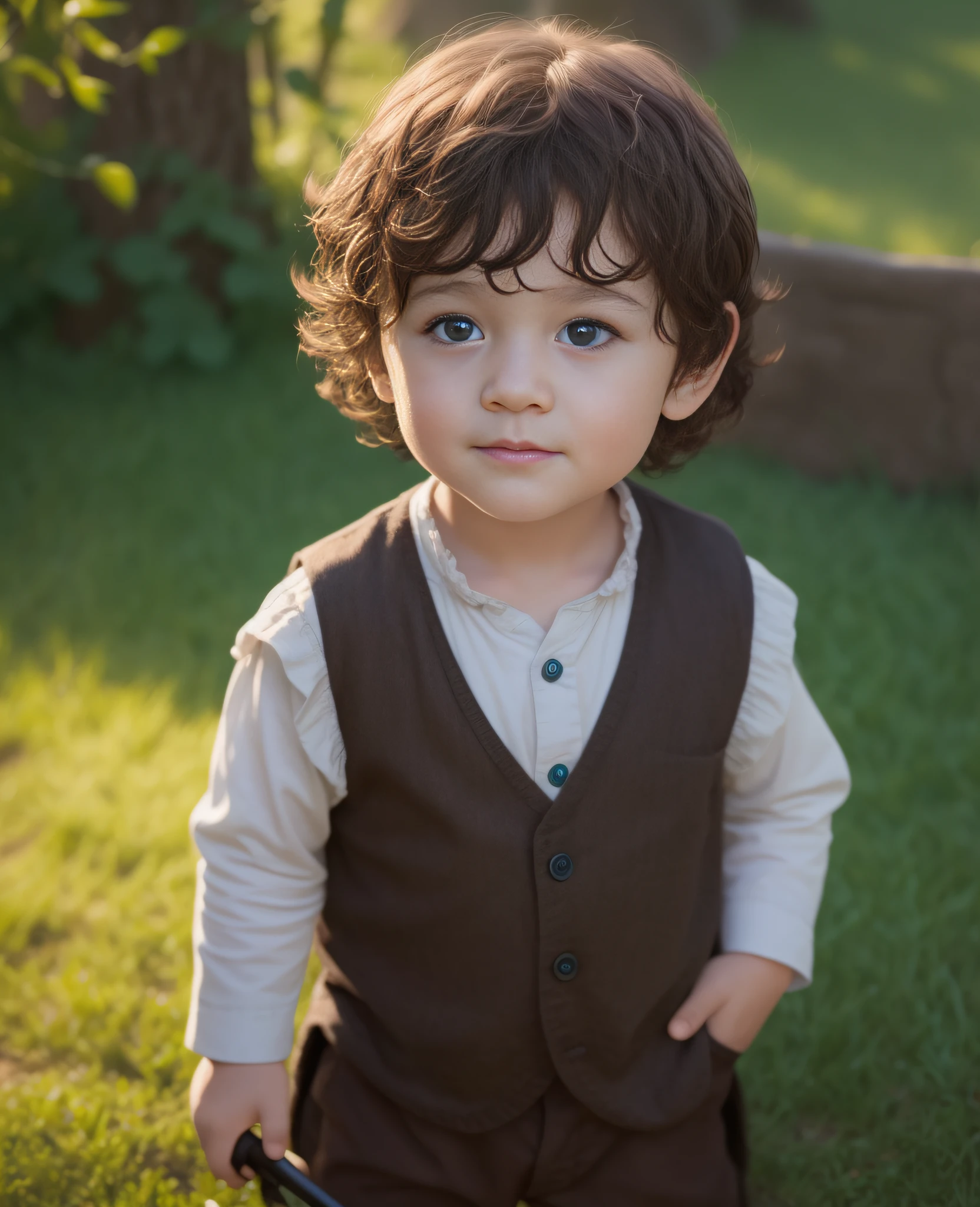 (cbzbb:1.25), portrait of cutest illustration of Frodo Baggins child, artstation, CGI_Animation,