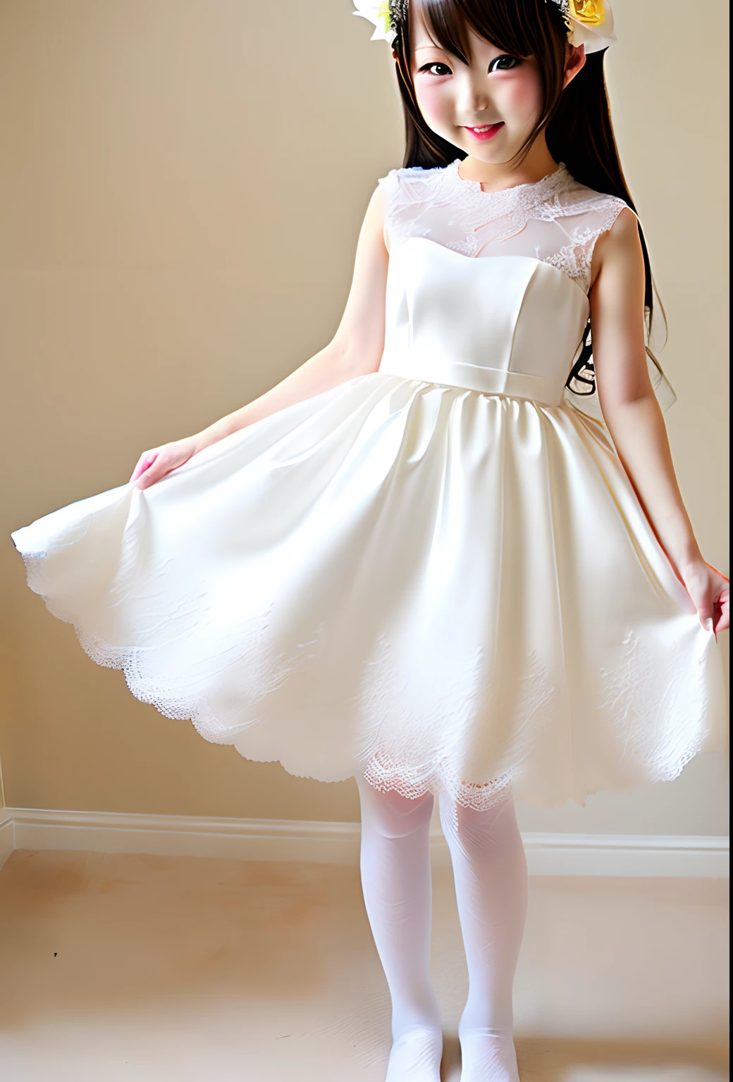Anime White Hair White Stockings Loli Wedding Dress Loli Girl