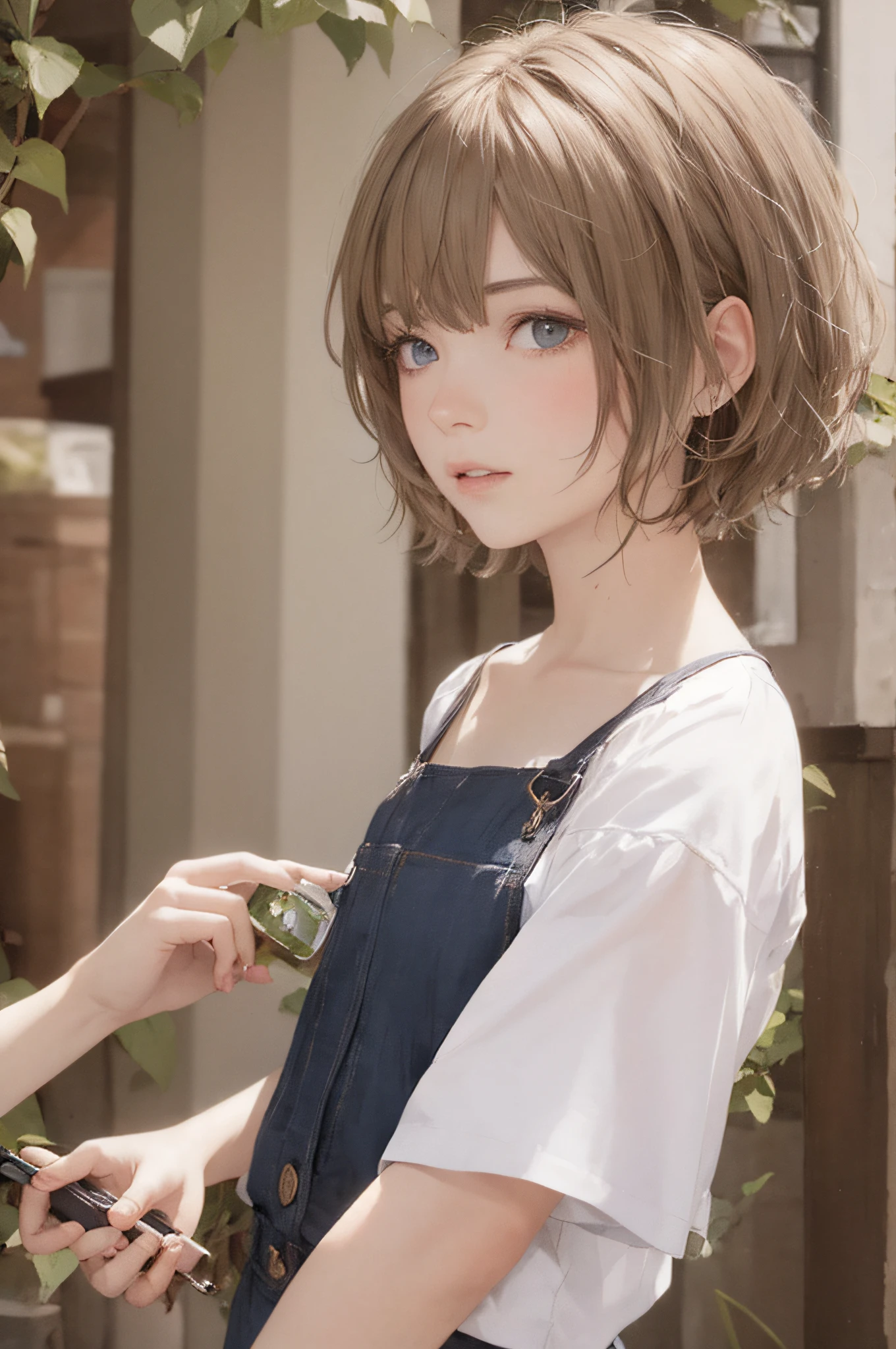 brown short hair,