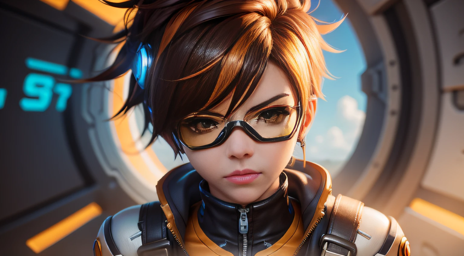 ..3d, Personagem de Overwatch, Tracer, master part, detalhes perfeitos,