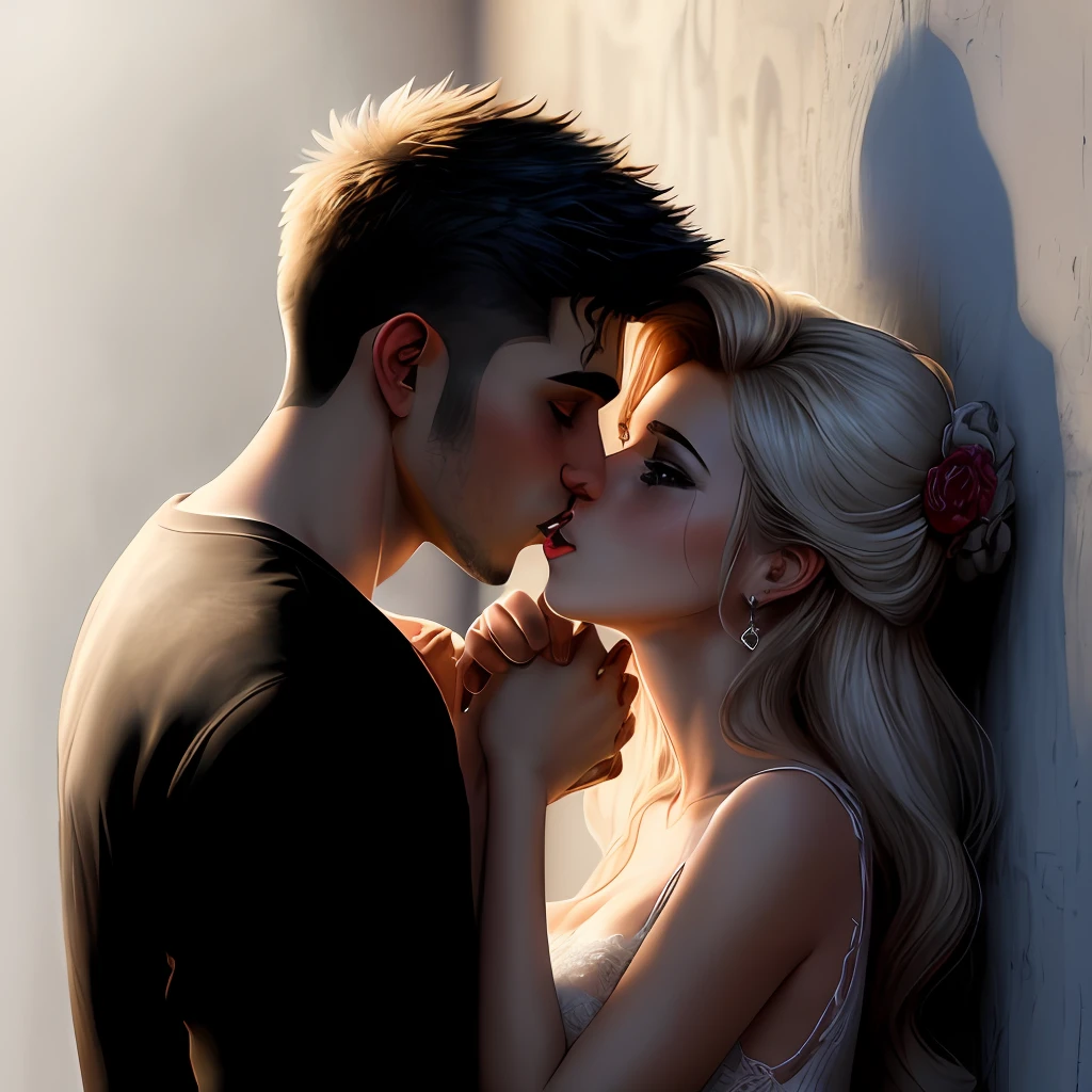 Grafite willd style casal se beijando violentamentes espalhando tinta por toda parte