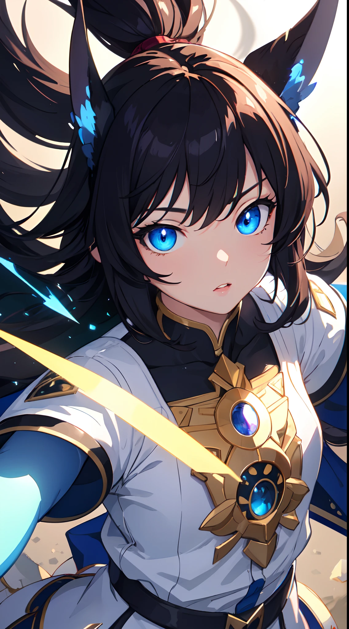 ((best quality)), ((masterpiece)), ((highres)), (best illumination, hyper detailed, detailed background), 1girl, solo, sharp face, dynamic angle, long hair 4 k, intense colors eyes, shining eyes, glowing eyes, eyeline, beautiful detailed eyes 4 k, detailed beautiful face, anime art wallpaper 4 k, anime style 4 k, amazing 4 k background, mystical background 4 k, hyper detailed background,