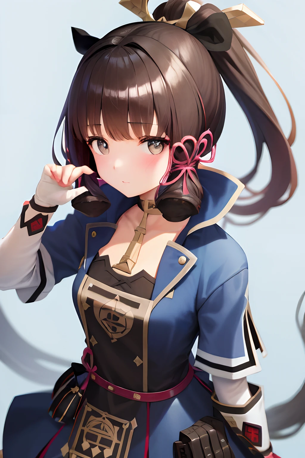 1girl, brown hair, black eyes